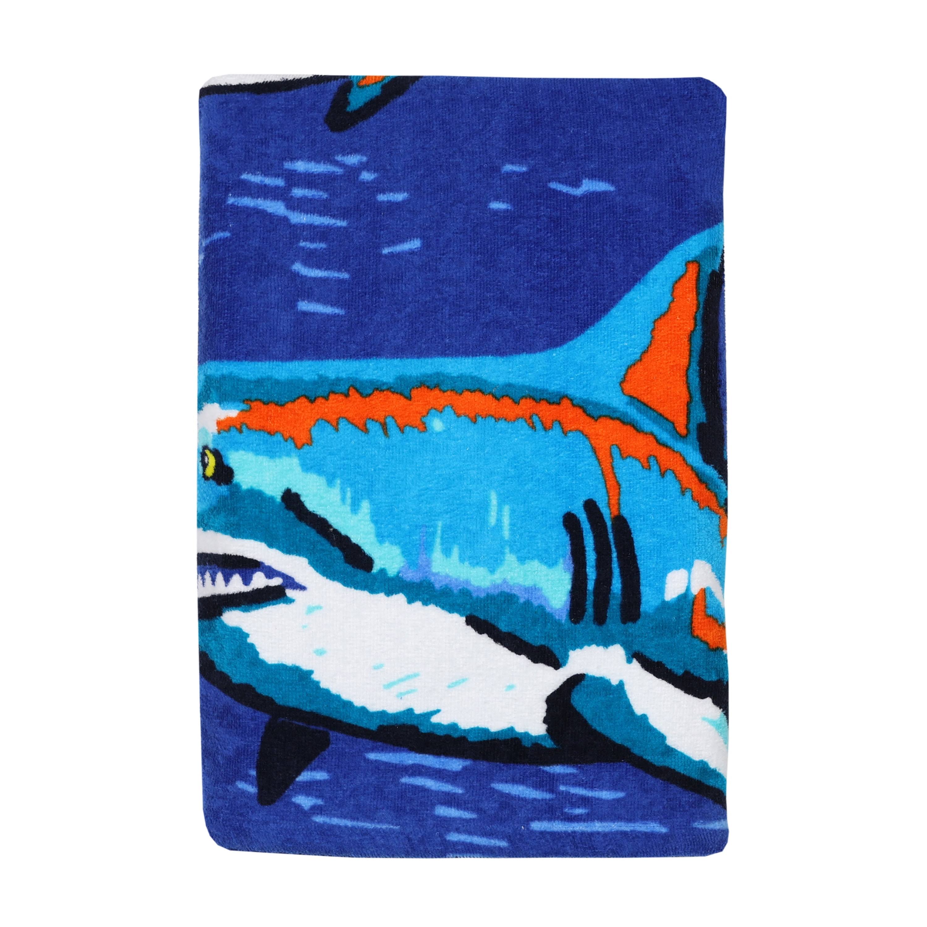 Mainstays Blue Shark Printed Beach Towel - 28x60 in