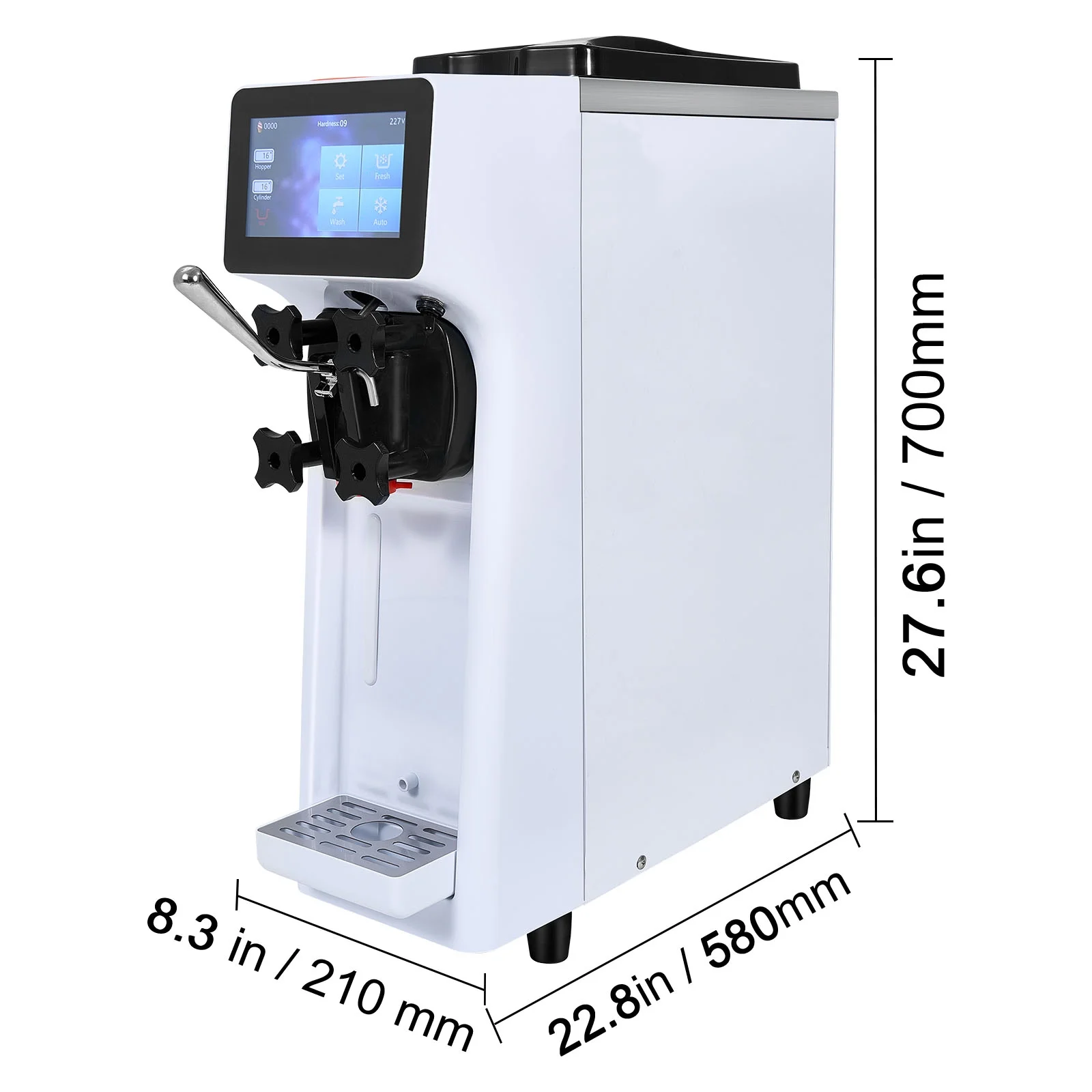 Commercial Ice Cream Machine 2.7-4gal/10-15L/H 4L Hopper Single Flavor Countertop Soft Serve Ice Cream Maker Auto Clean Pre-Cooling - Image 9