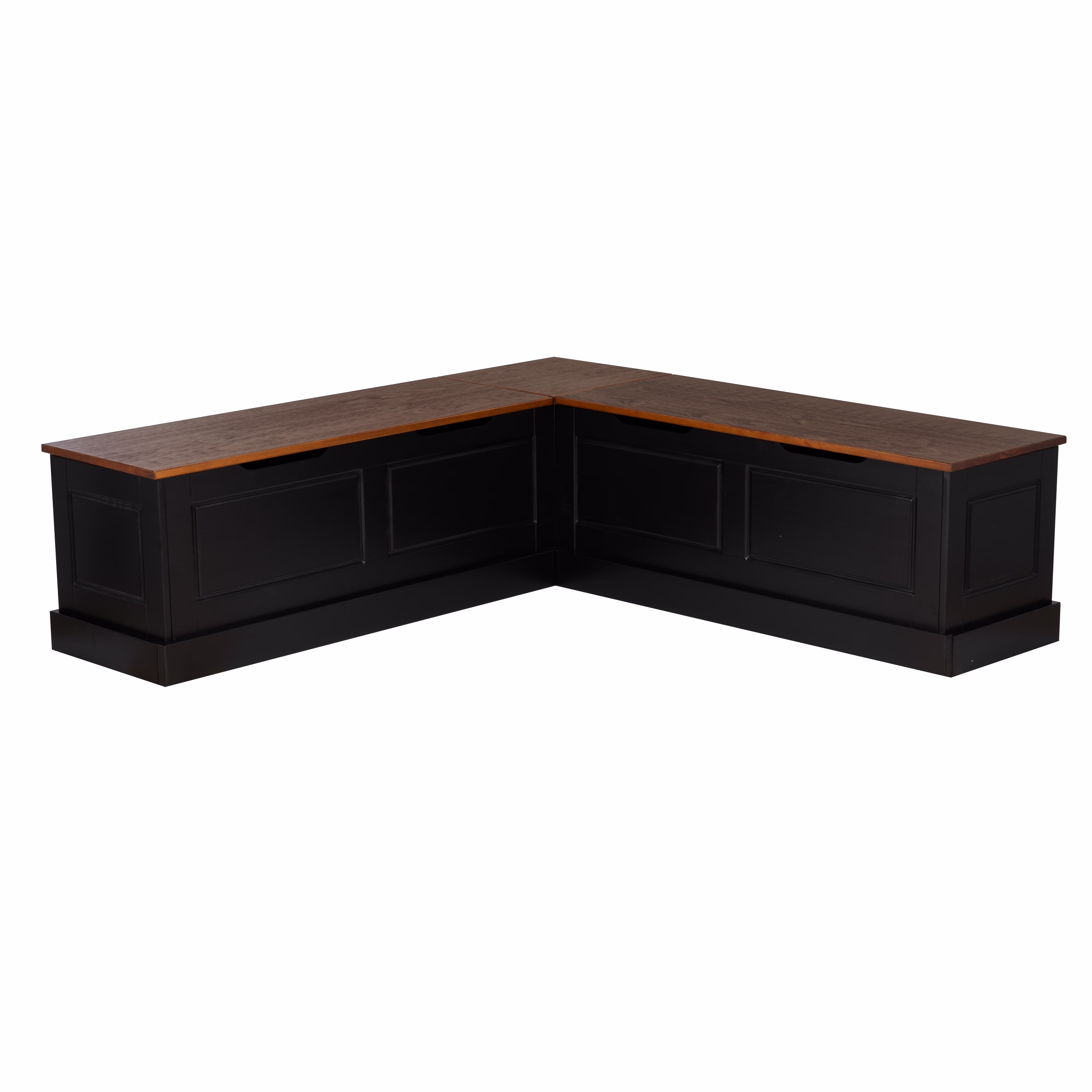 Romero Casual Wood Corner Dining Breakfast Nook with Storage, Black/Walnut