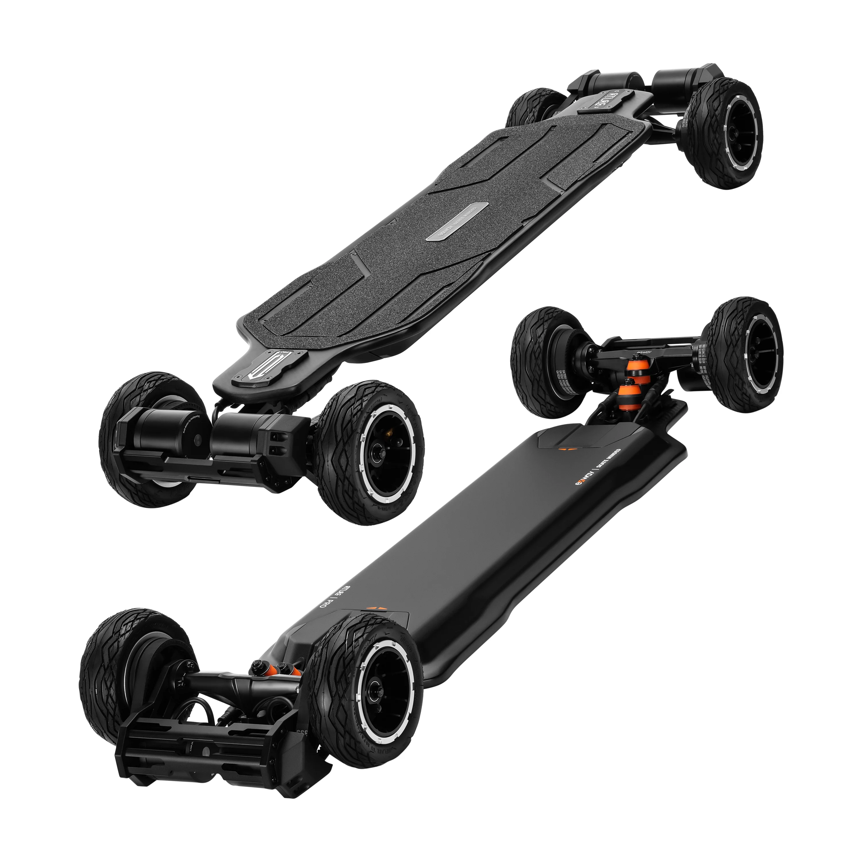 Exway Atlas Pro 4WD All - Terrain Electric Skateboards, All - Weather Pneumatic Tires, Top Speed of 60 Mph, 21miles Range, IP55 Waterproof, 780 lb Max Load, Electric Longboard for Adults