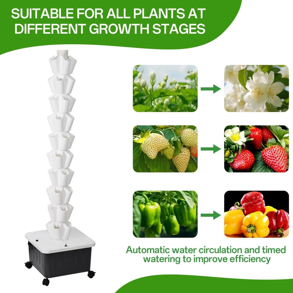 Hydroponic Growing System Tower | Vertical Vegetable Planting Towers | 10-Layer 50 Slots, Hydroponic Growing Kit forHydroponics Towers Garden,Suitable for Balconies, Courtyards, Roofs - Image 5