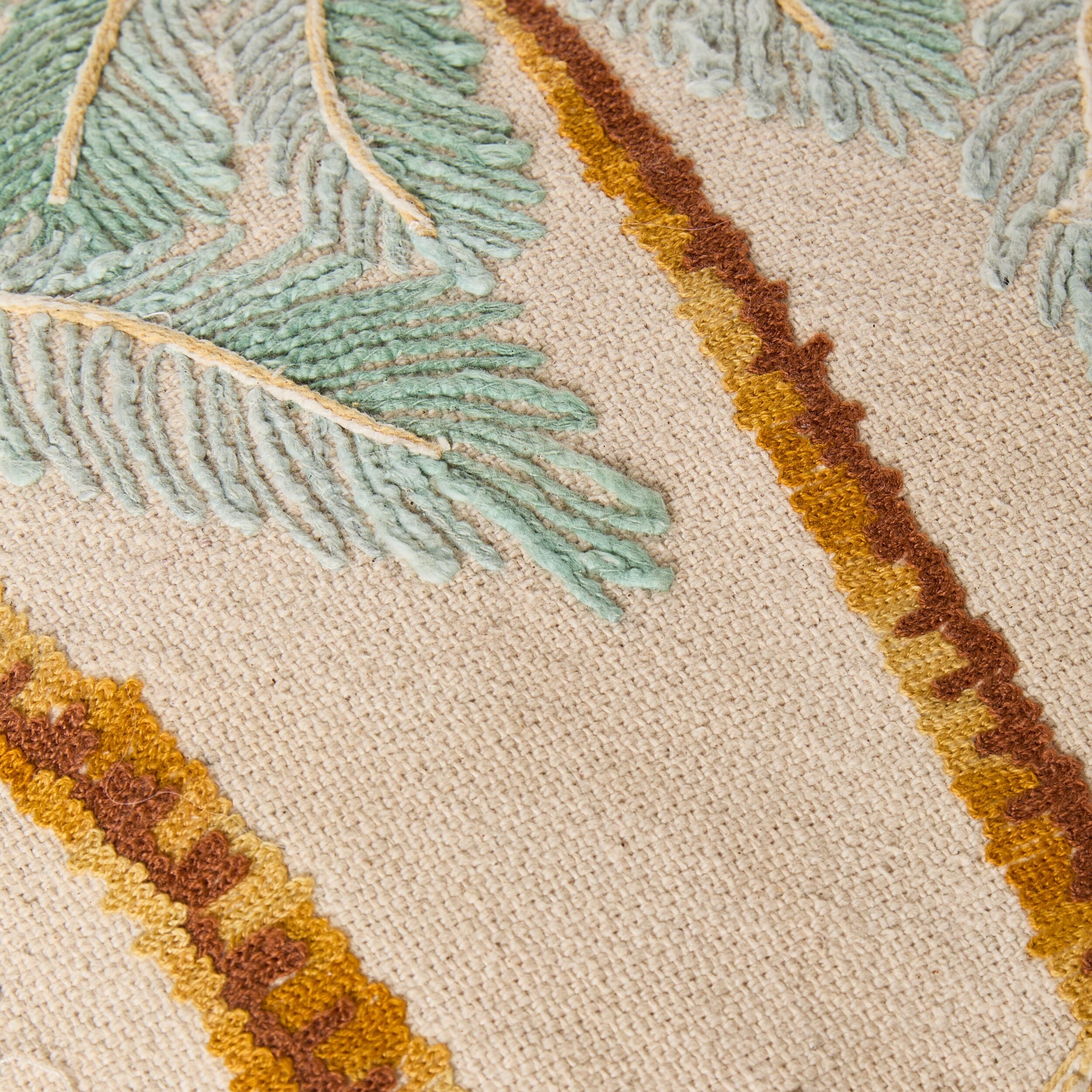 Stitch Tropical Palm Embroidered Cushion