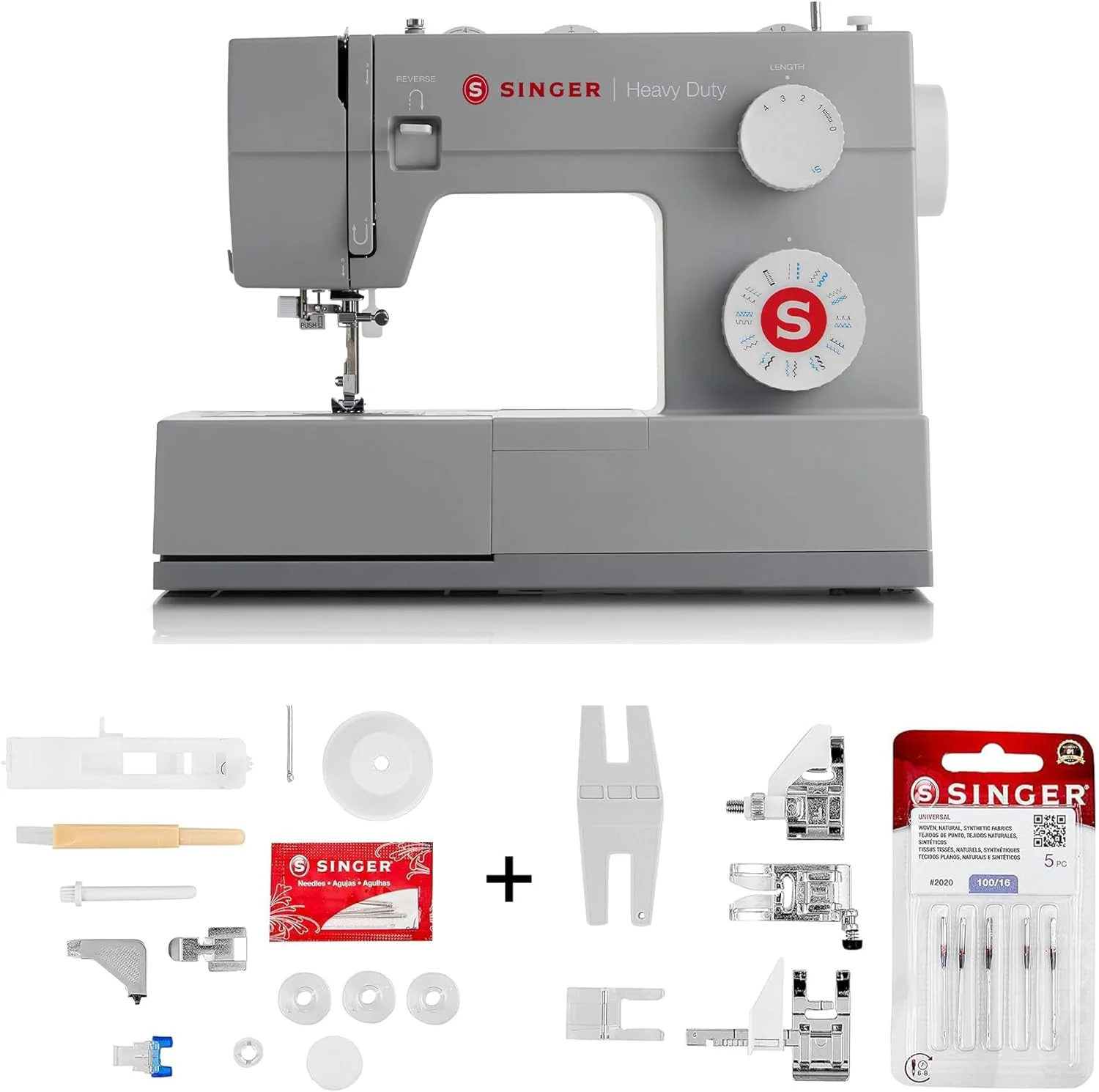 Machine à coudre haute vitesse SINGER Heavy Duty 4423 avec kit d'accessoires | Moteur puissant à pénétration améliorée, 97 points de couture, châssis entièrement métallique, boutonnière automatique et éclairage LED