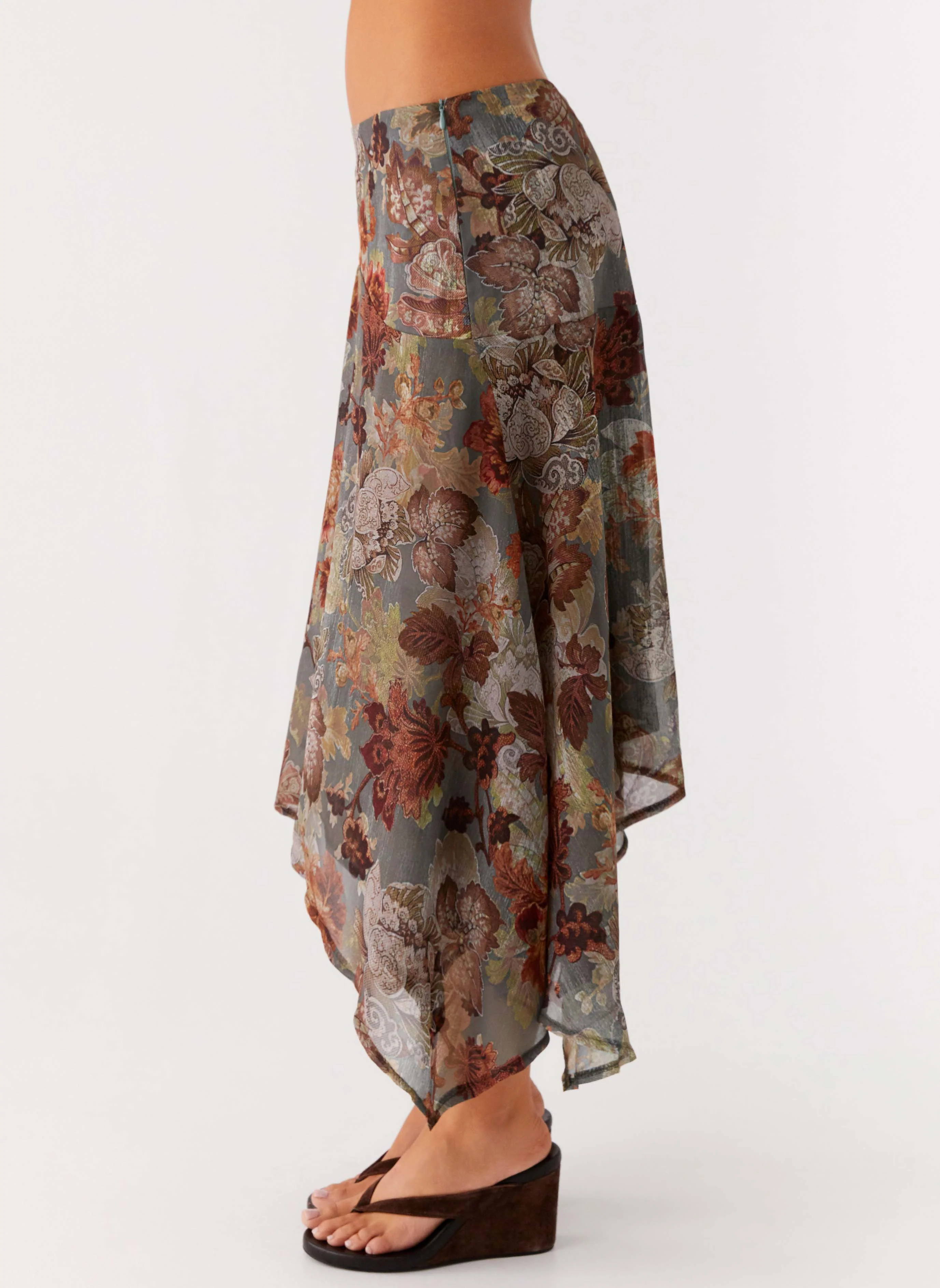 Rosewood Low Rise Midi Skirt - Vintage Blossom