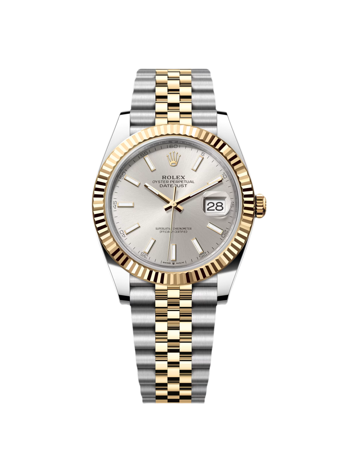 【Super Clone】RLX  Datejust 41mm 126333 Silver Index Oyster Steel and Yellow Gold Mens Watch