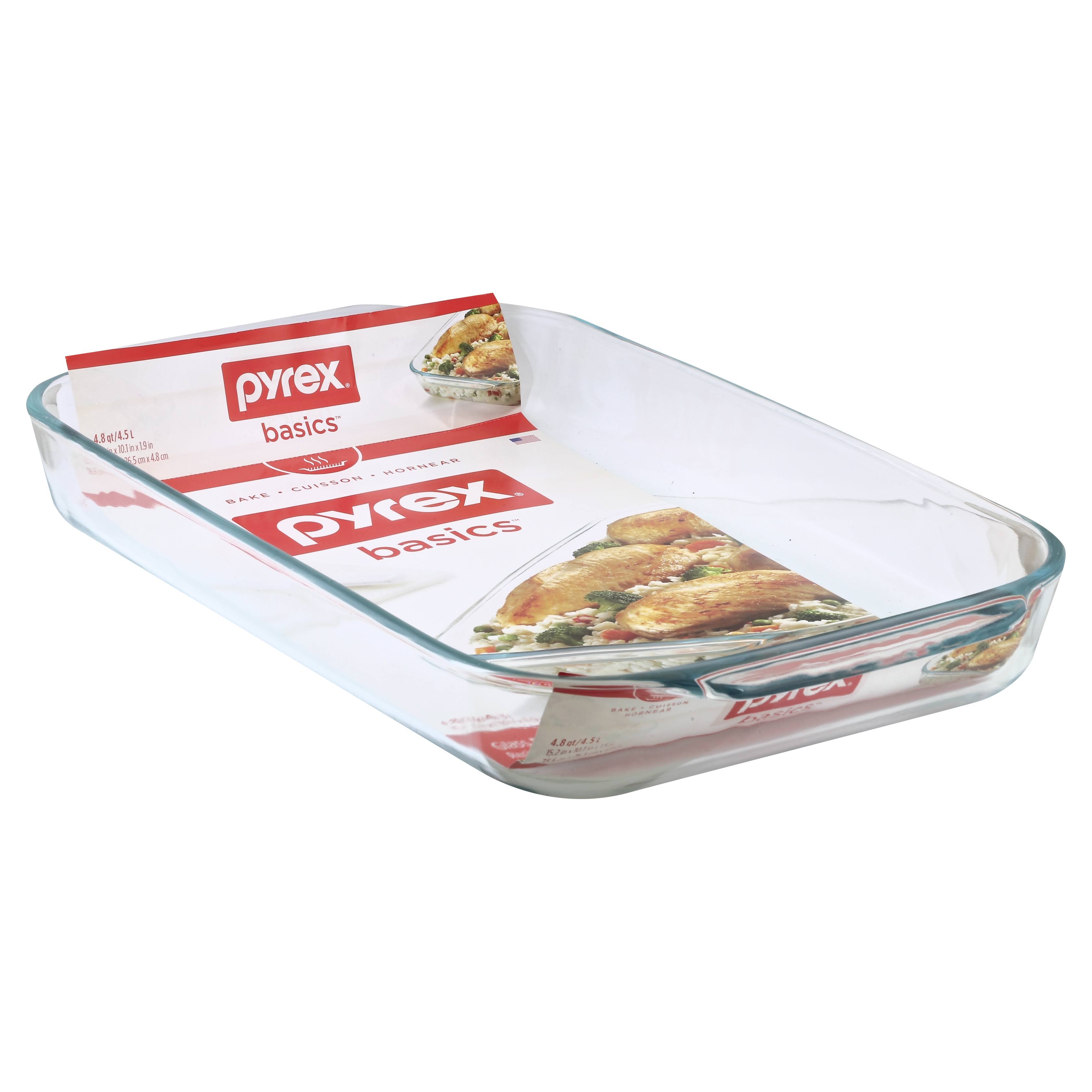 Pyrex Bakeware 4.8 Quart Oblong Baking Dish, Clear