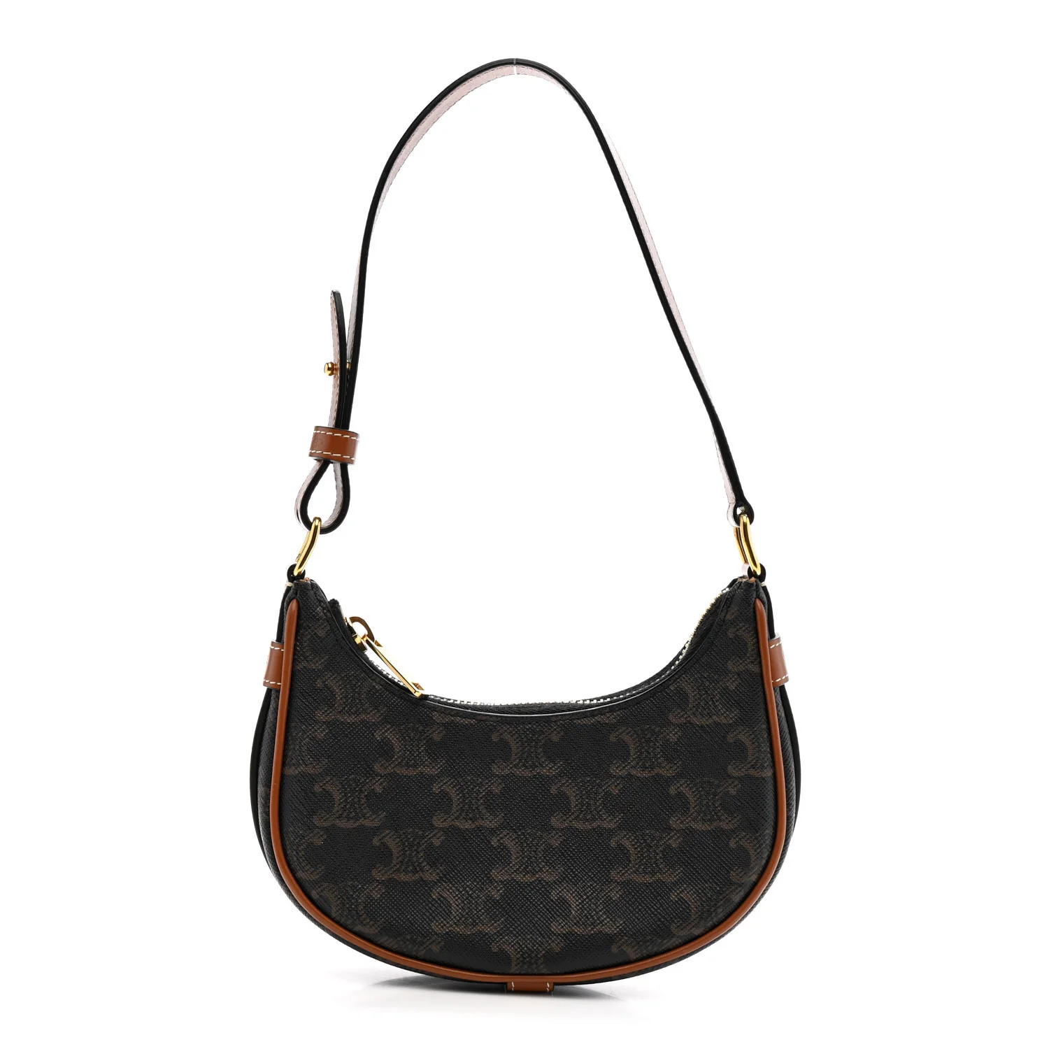 Canvas Calfskin Mini Ava Triomphe Shoulder Bag Tan