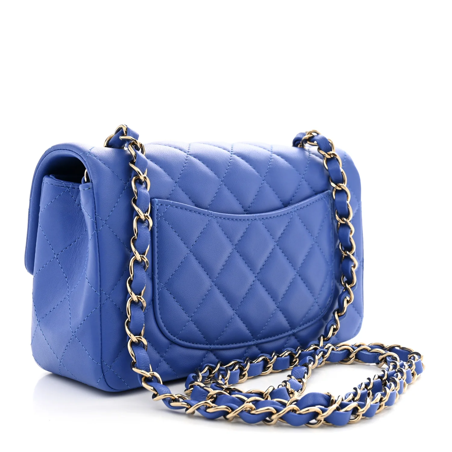 Lambskin Quilted Mini Hollywood Charms Rectangular Flap Blue