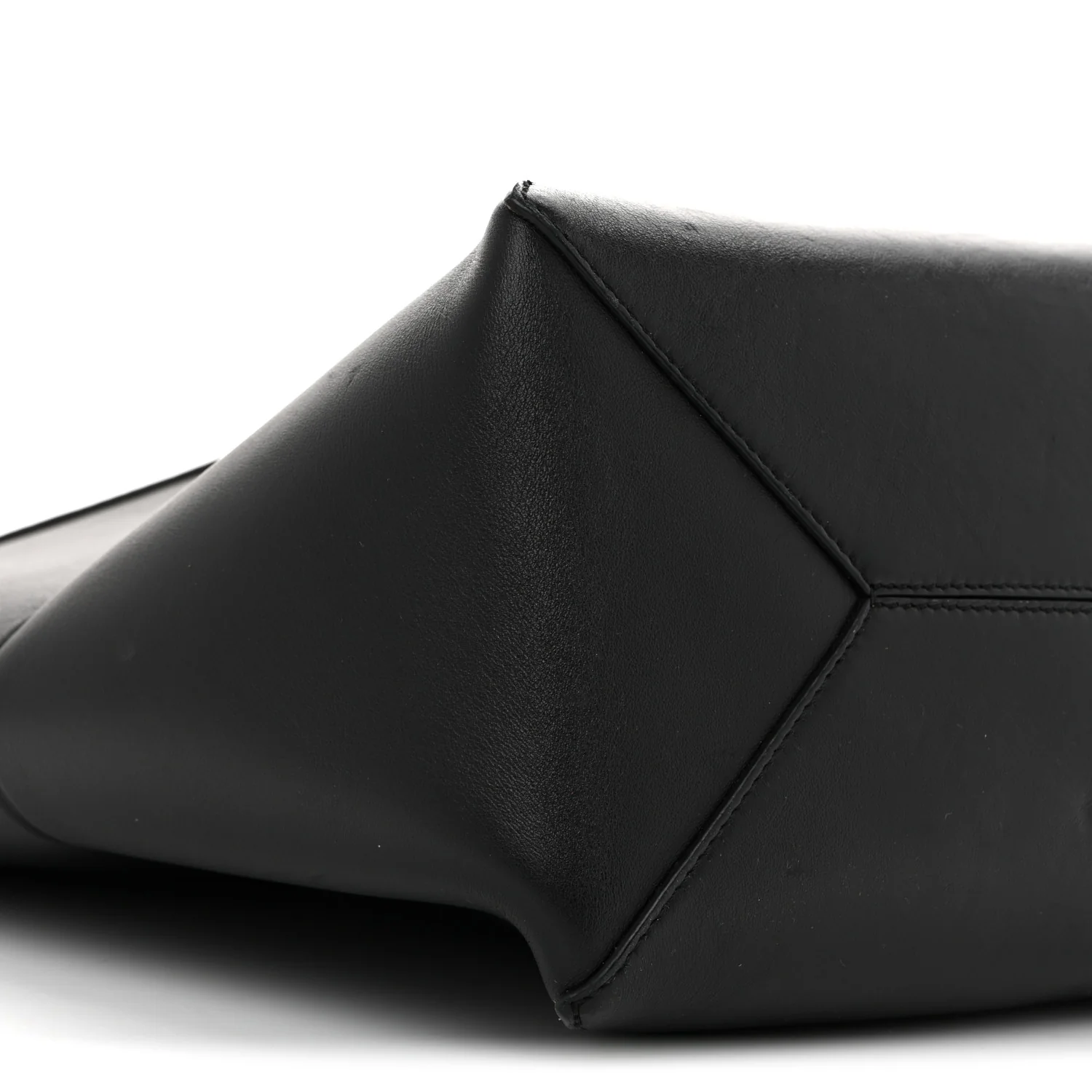Shiny Calfskin Medium Puzzle Fold Tote Black