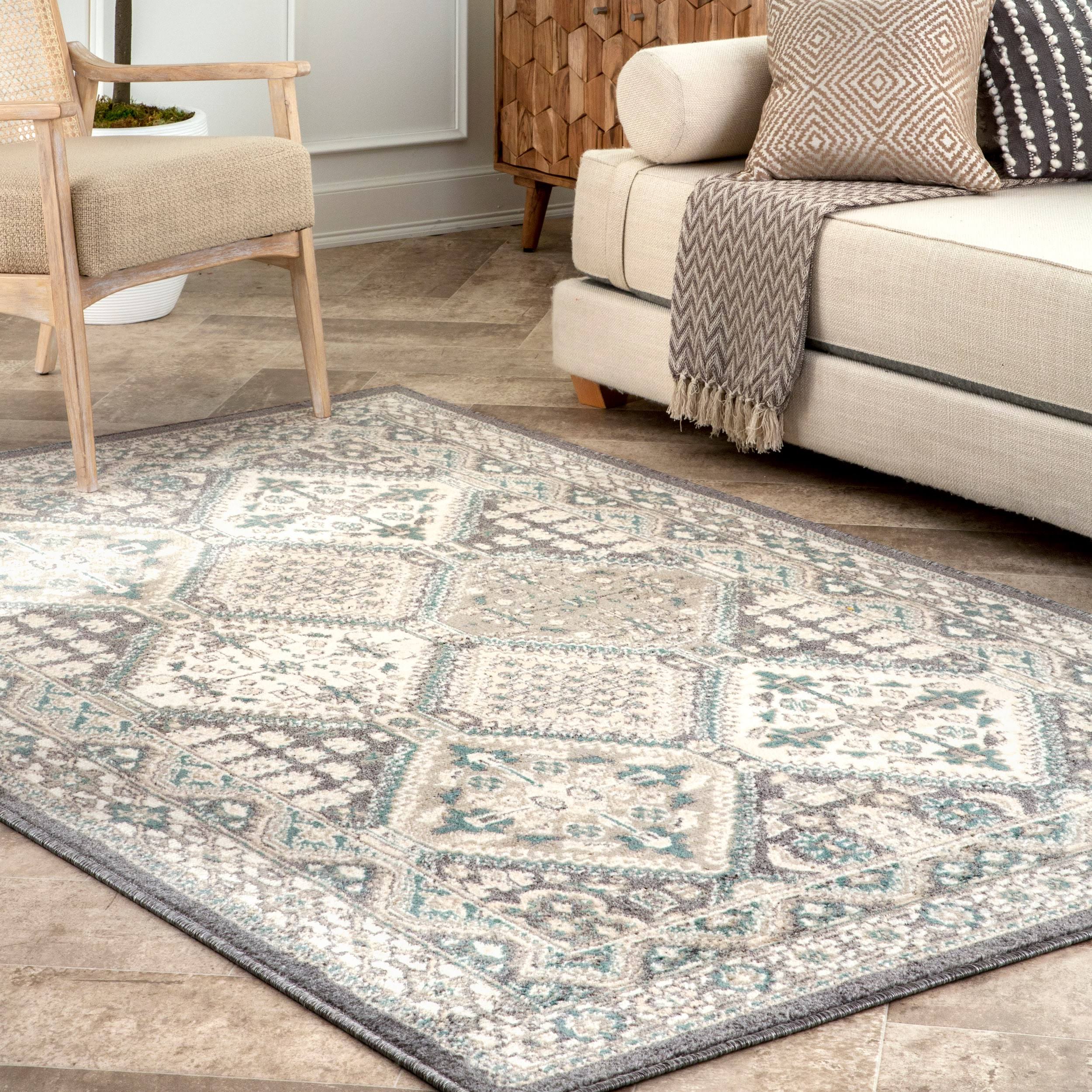 nuLOOM Becca Vintage Tiles Charcoal 4 ft. x 6 ft. Area Rug