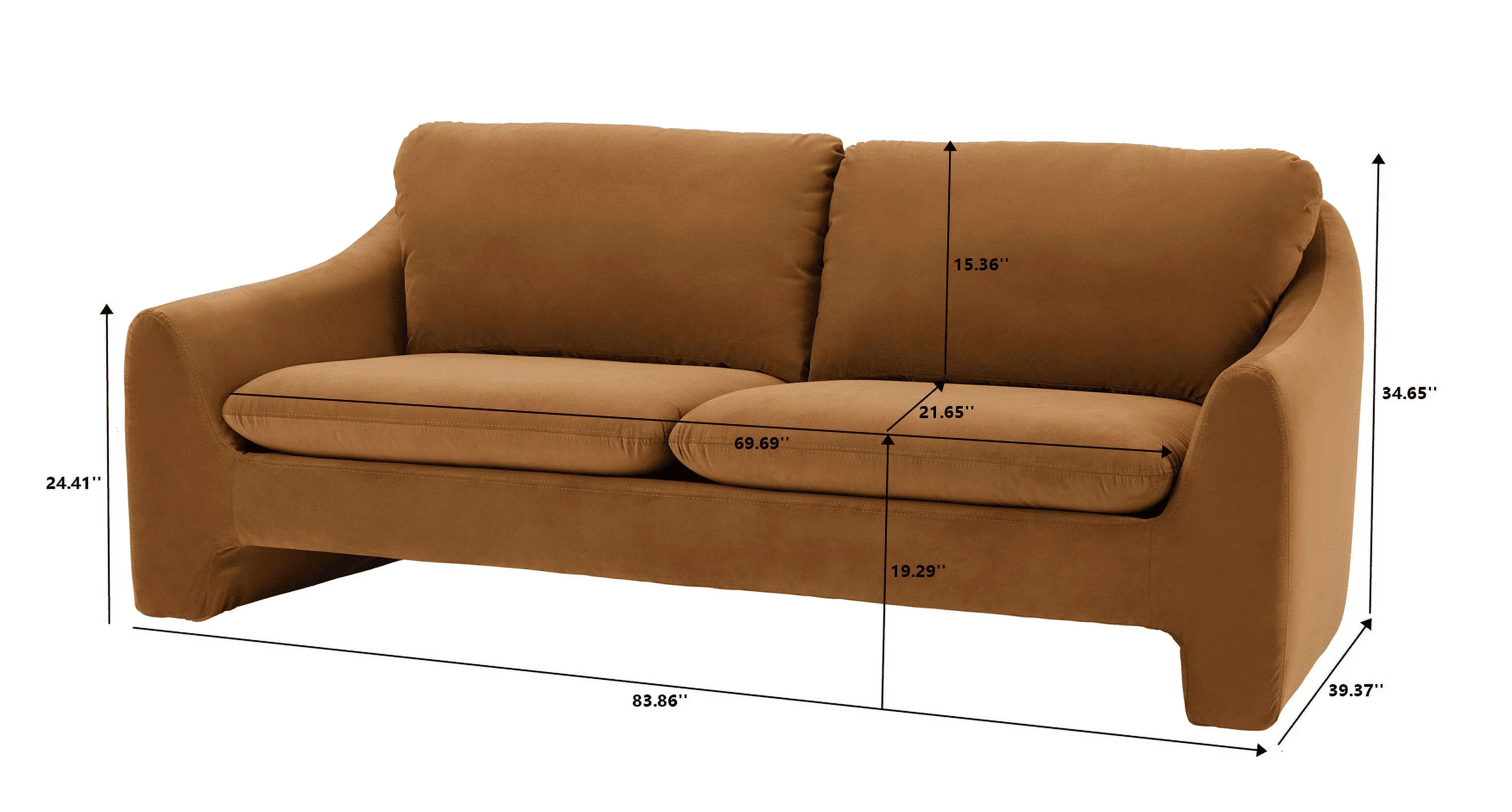 Better Homes & Gardens 83.86 Emerson Sofa, Truffle Brown