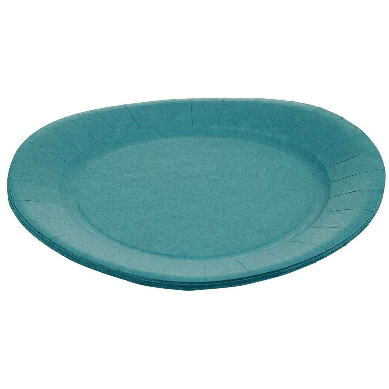 Lot de 10 assiettes en carton bleu canard Ø23 cm