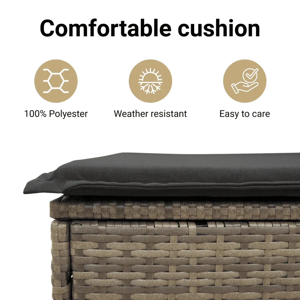 vidaXL Storage Bench with Cushion Outdoor Garden Seat Furniture Poly Rattan