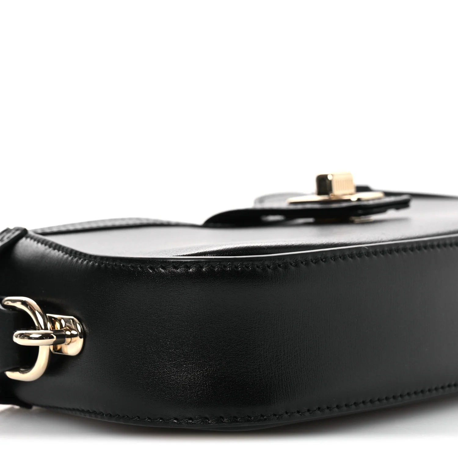 Calfskin Mini Moon Side Shoulder Bag Black