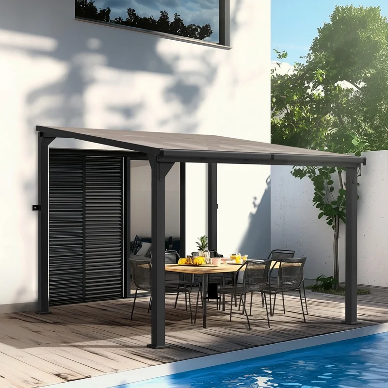 10 ft.��10 ft. Hardtop Outdoor Gazebo Pergola Aluminum Framed with Sloping Pitched Roof for Garden, Patio(10' x 10') - Image 4