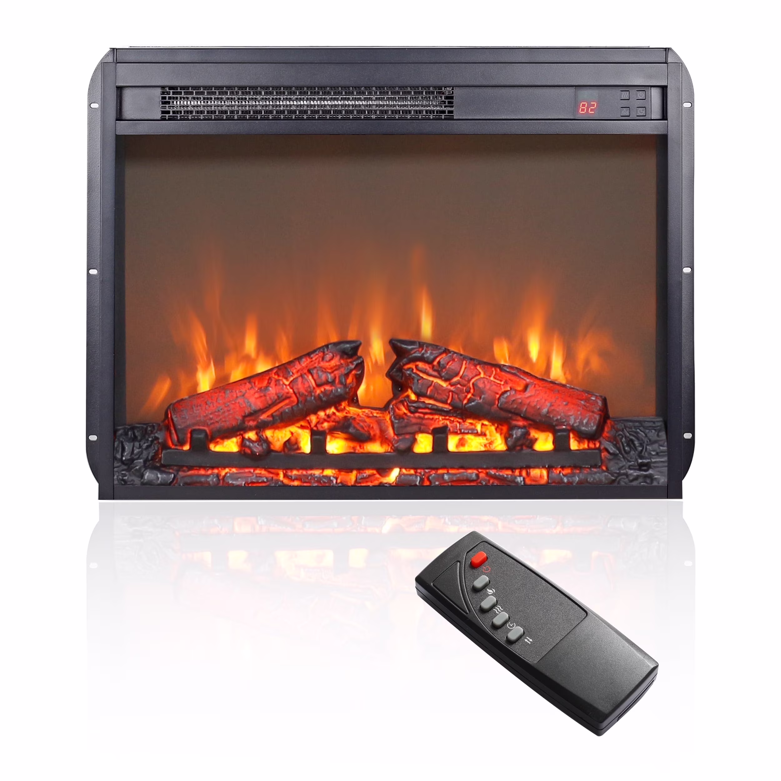 26" Electric Fireplace Insert, Wall Recessed 3D Electric Fireplace, 1400W Fake Fireplace Heater with Adjustable Flame and Timer(9.4 in) - Image 3