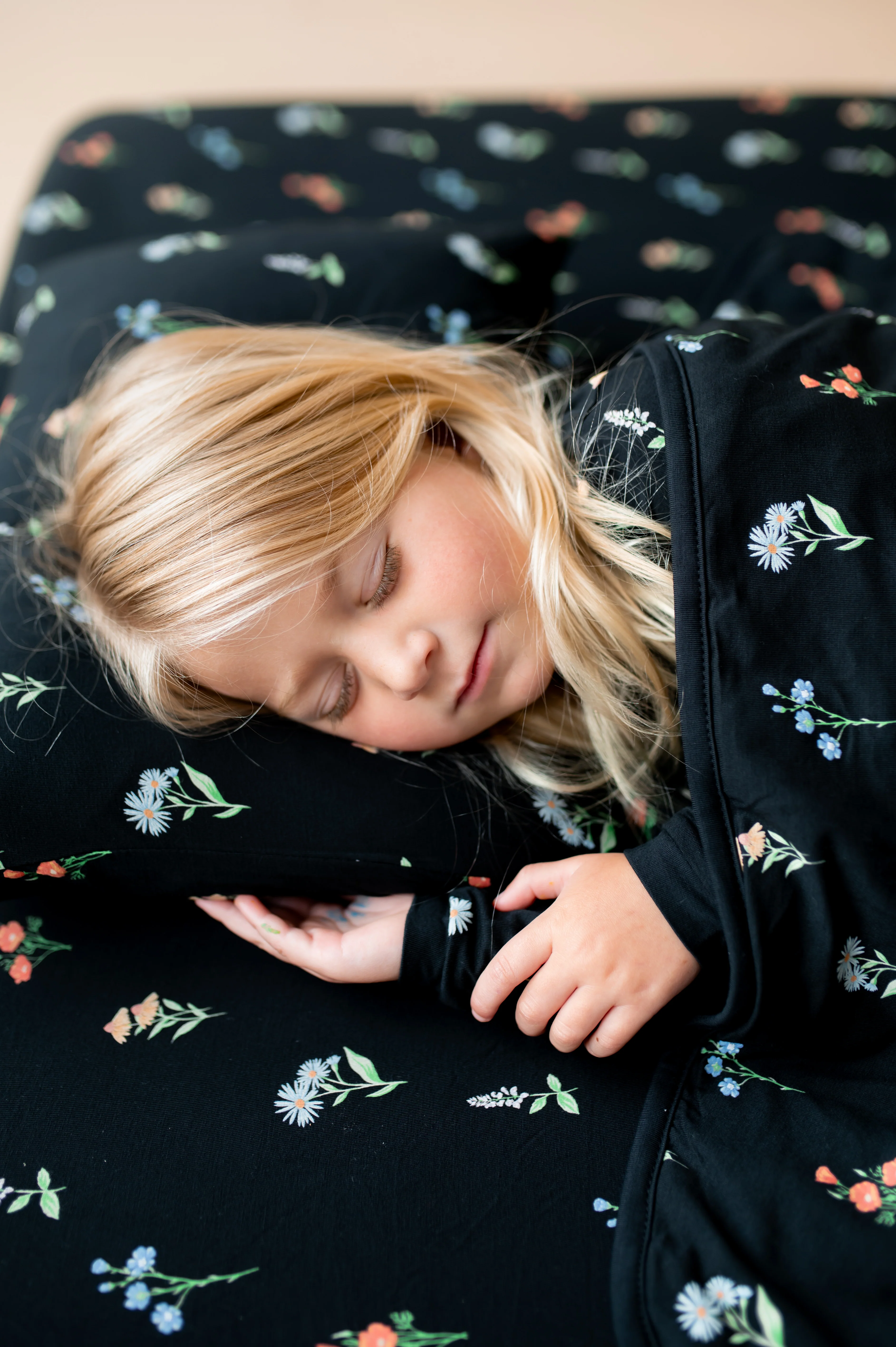 Toddler Pillowcase in Midnight Wildflower