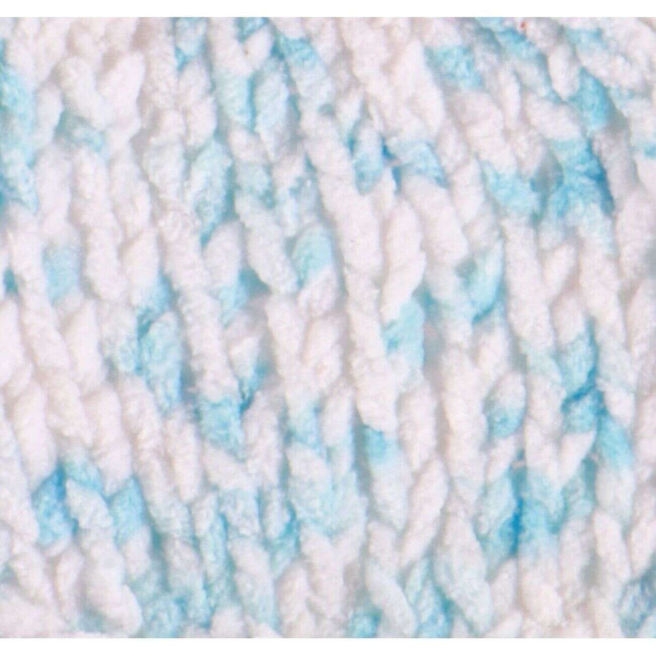 Pelote de fil à tricoter chenille blanc et bleu 120m
