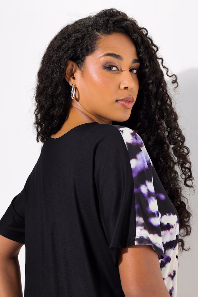Tie-Dye Satin Front Short Sleeve Tee