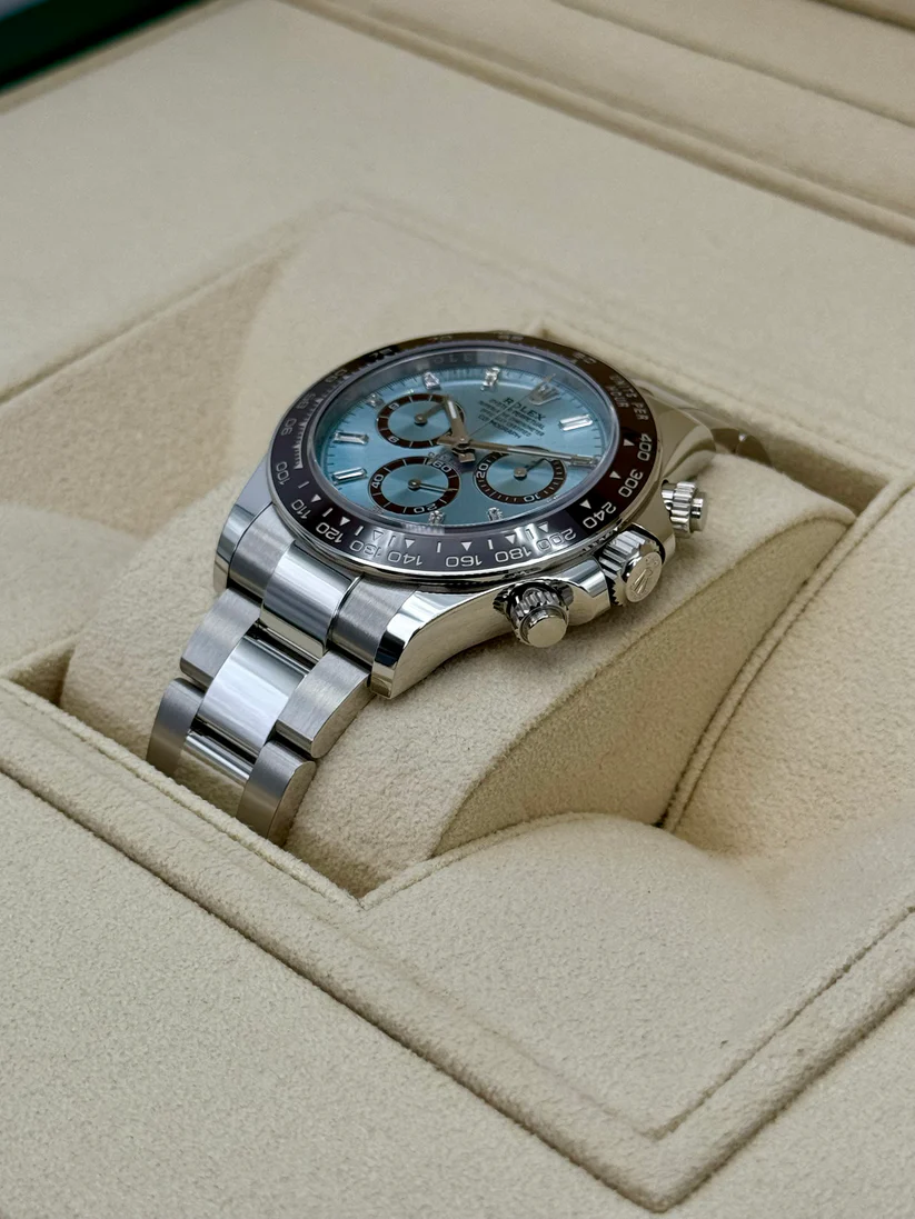 [Super Clone]Rolex Daytona 40mm Platinum Ice Blue Diamond Baguette Dial  m126506-0002
