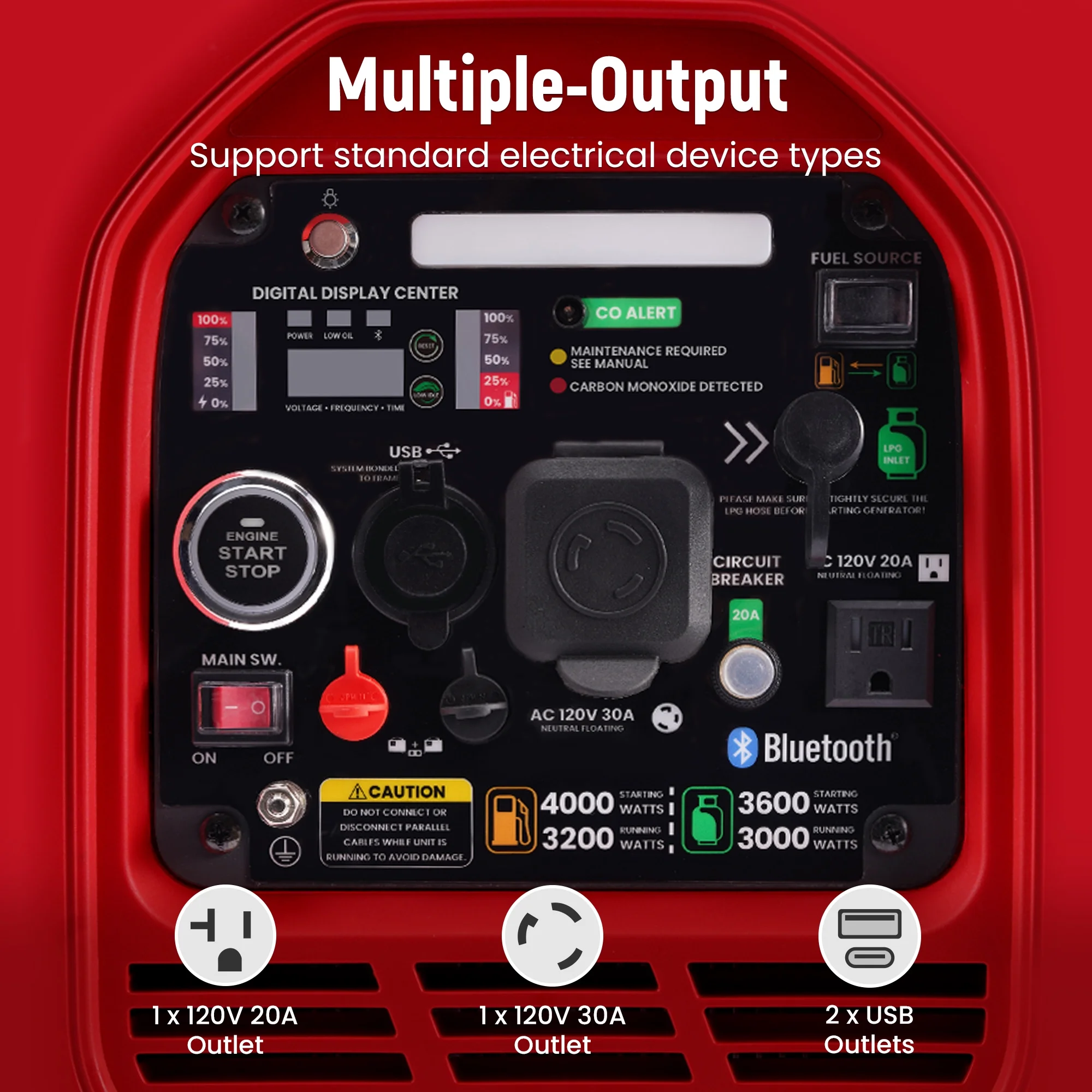 4KW Gas LPG Portable Generator Inverter Bluetooth E-Start for Outdoor Camping - Image 3