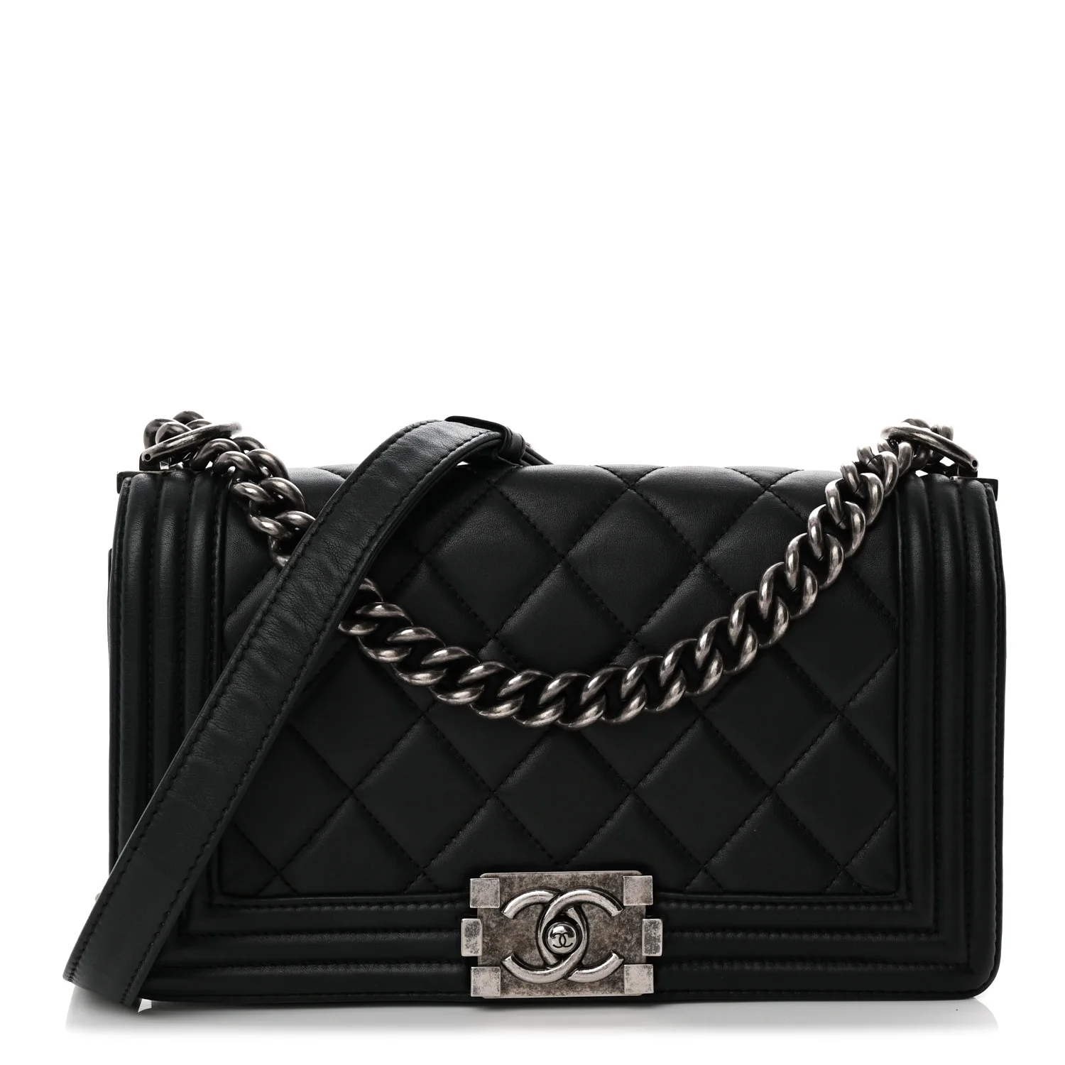Calfskin Quilted Medium Boy Flap Black