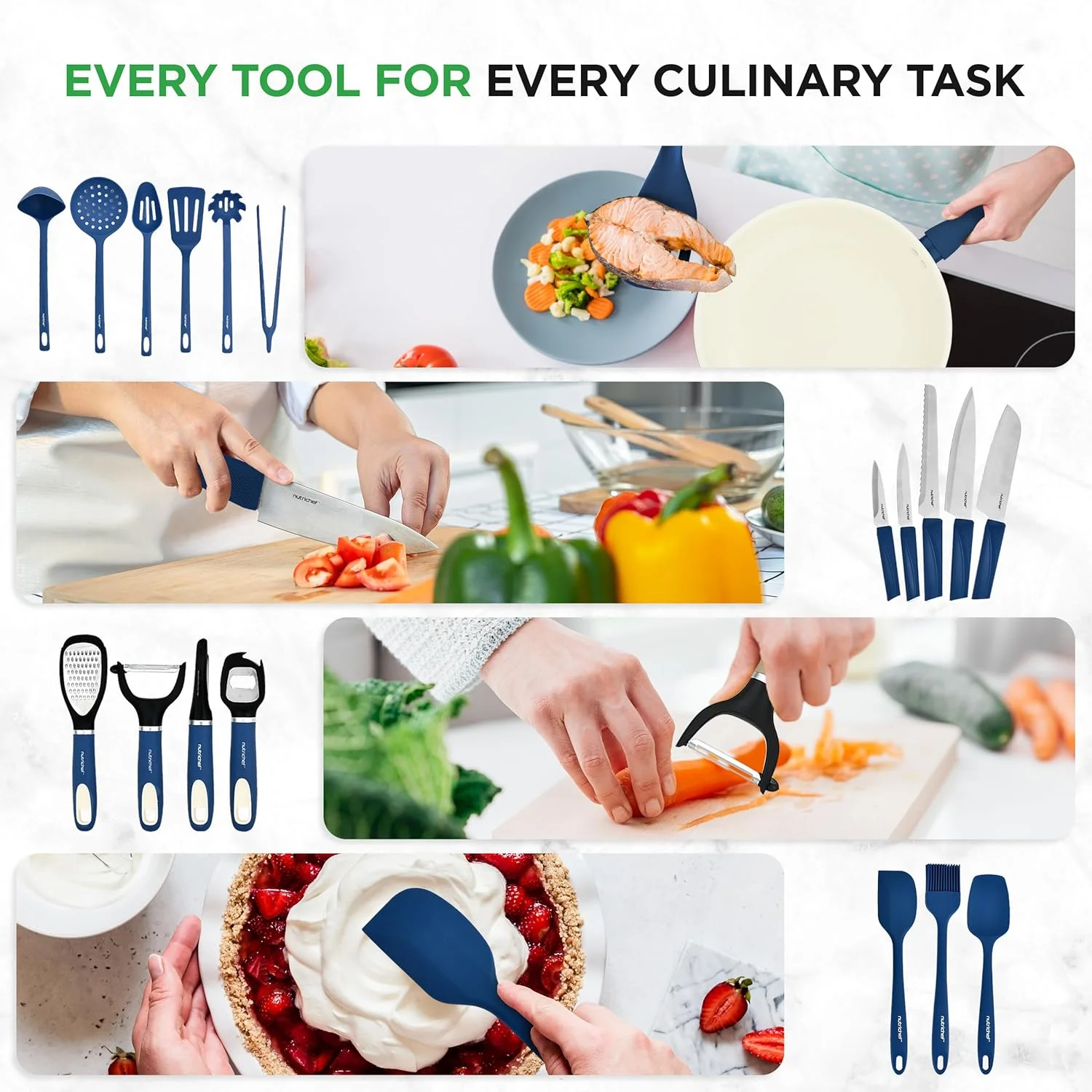 54 - Piece Kitchen Cookware Set - Complete Non - Stick Ceramic Pots and Pans Set with Utensils, Bakeware, and Knife Set, Gas, Electric & Induction Compatible, Blush Pink Kitchen Essentials