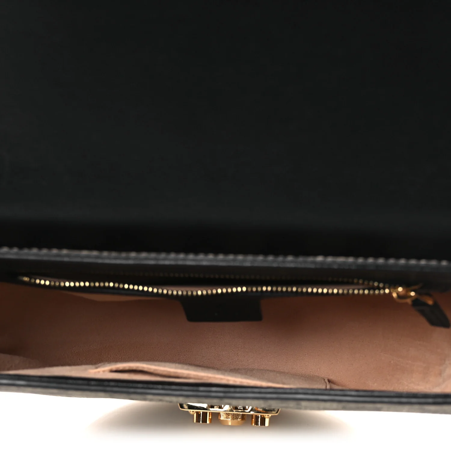 GG Supreme Monogram Calfskin Small Padlock Messenger Shoulder Bag Beige Black Cuir