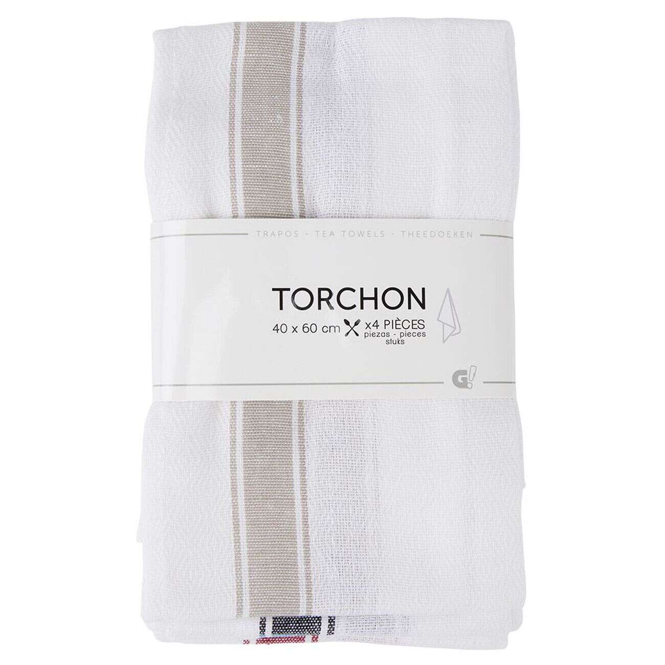 Torchon en coton blanc x4 40x60cm