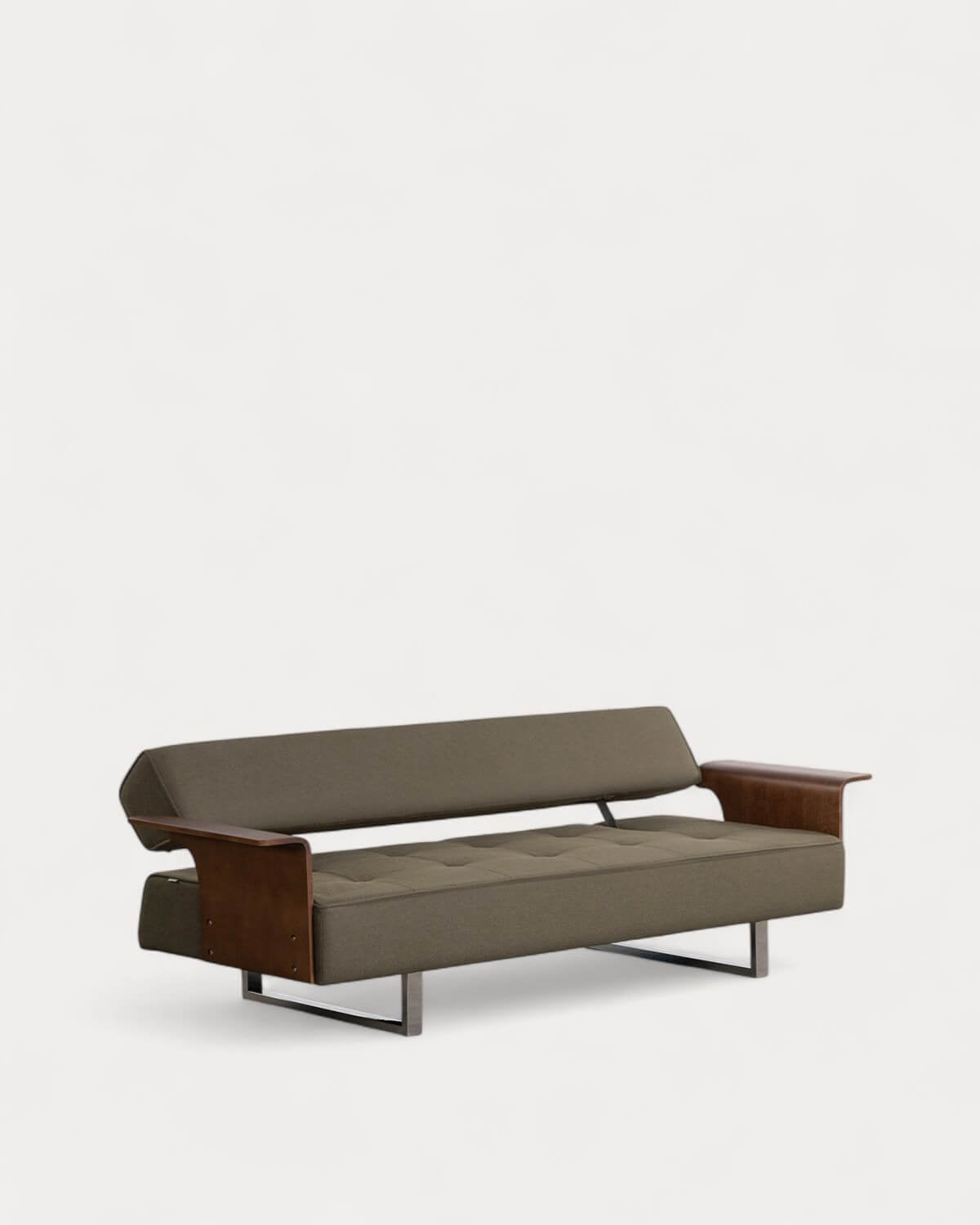 70S - Sofá Cama de 3 Plazas con Reposabrazos de Madera y Tela New 70S