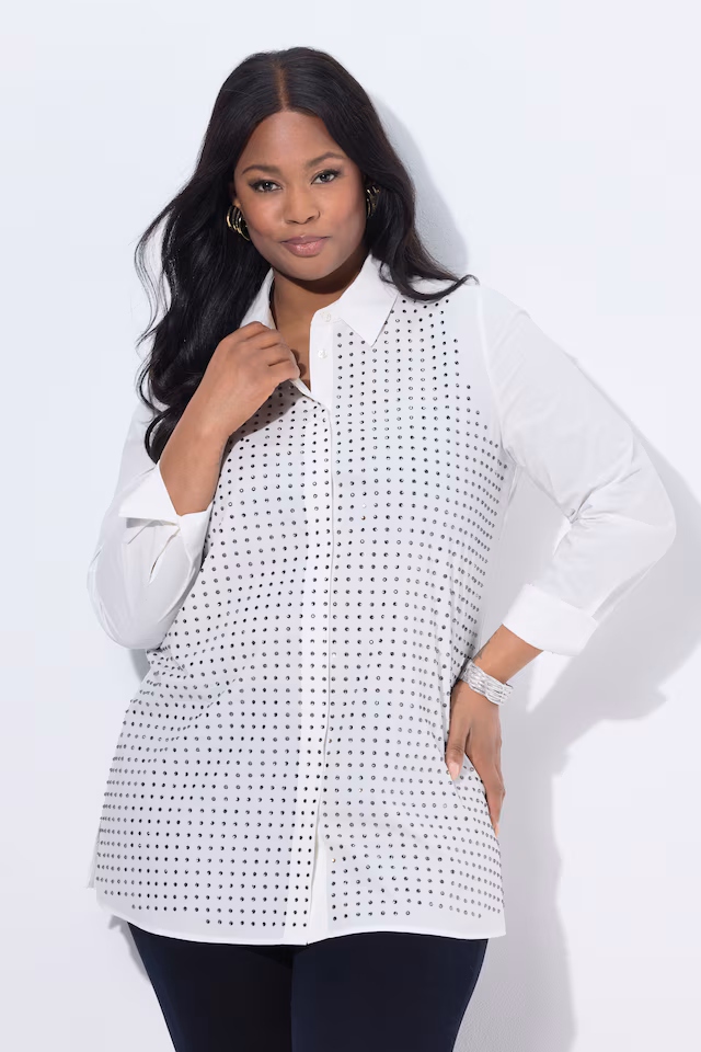 Rhinestone Studded Button Down Blouse