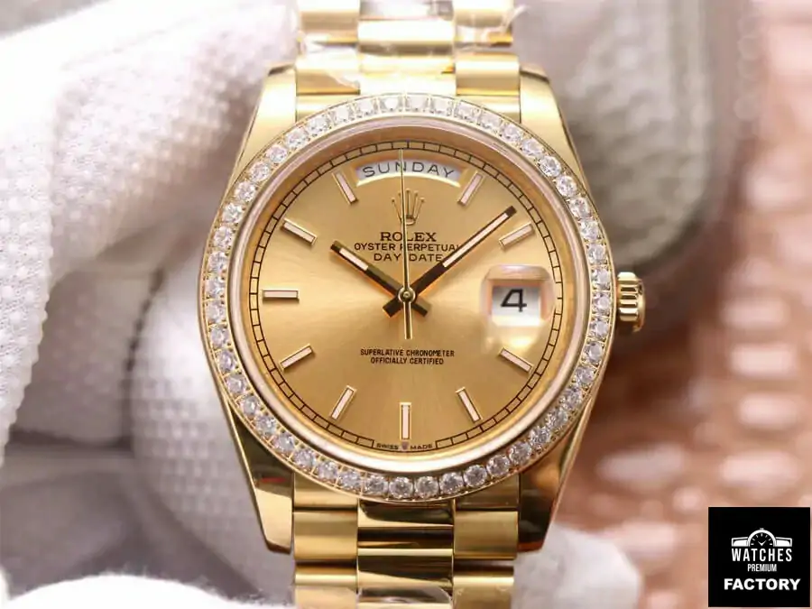Rolex Day Date M228348RBR-0008 EW Factory Diamond-Set Bezel