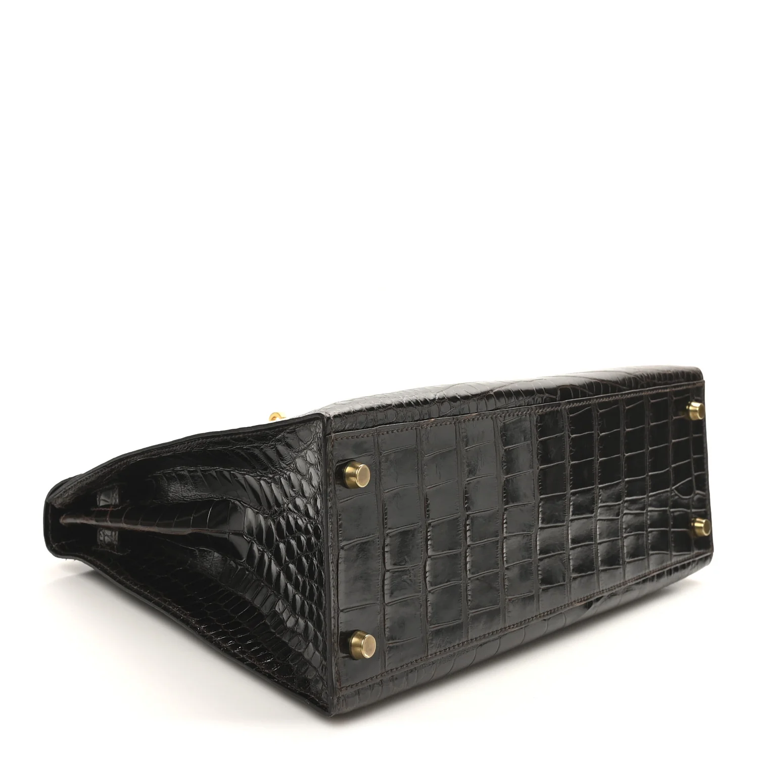 Shiny Alligator Kelly Sellier 32 Havane