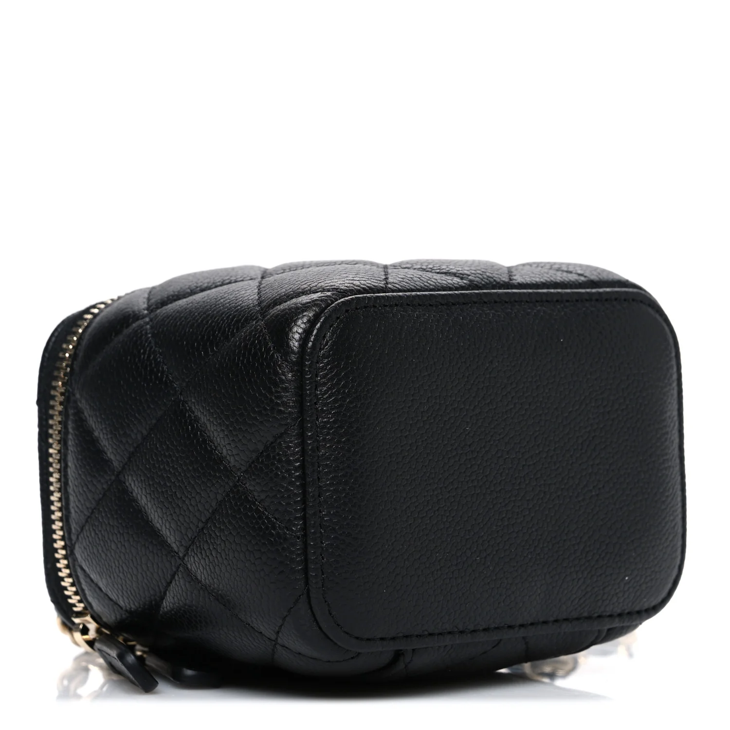 Caviar Quilted Mini Vanity Case With Chain Black