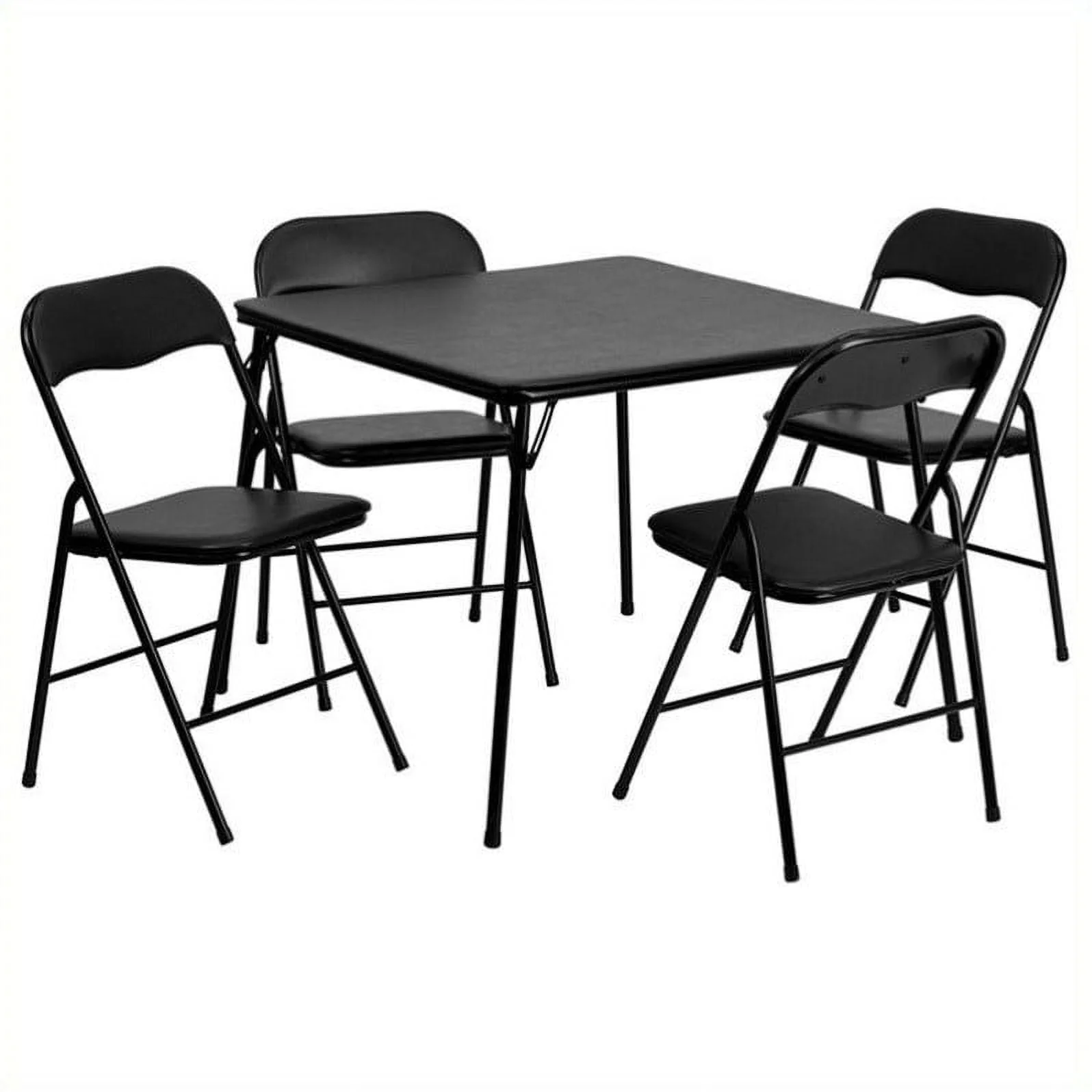Bowery Hill 5 Piece Folding Card Dining Table and Chair Set in Black