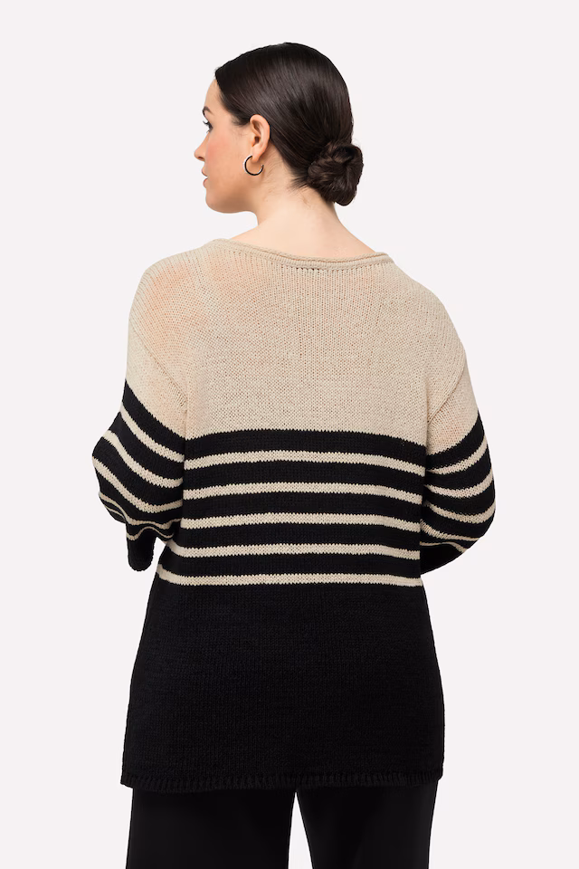 Chunky Striped 3/4 Sleeve Sweater
