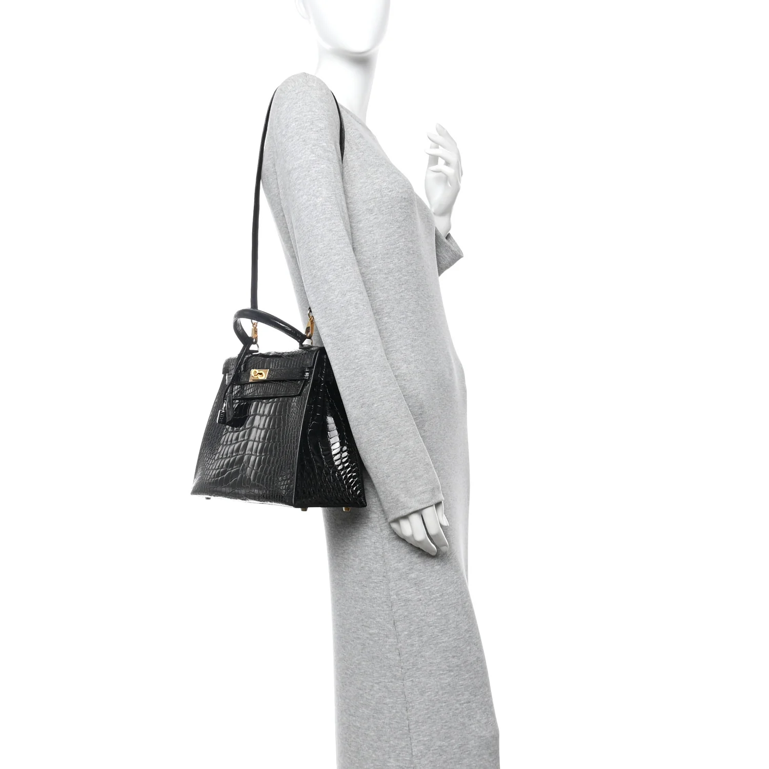 Shiny Alligator Kelly Sellier 32 Black