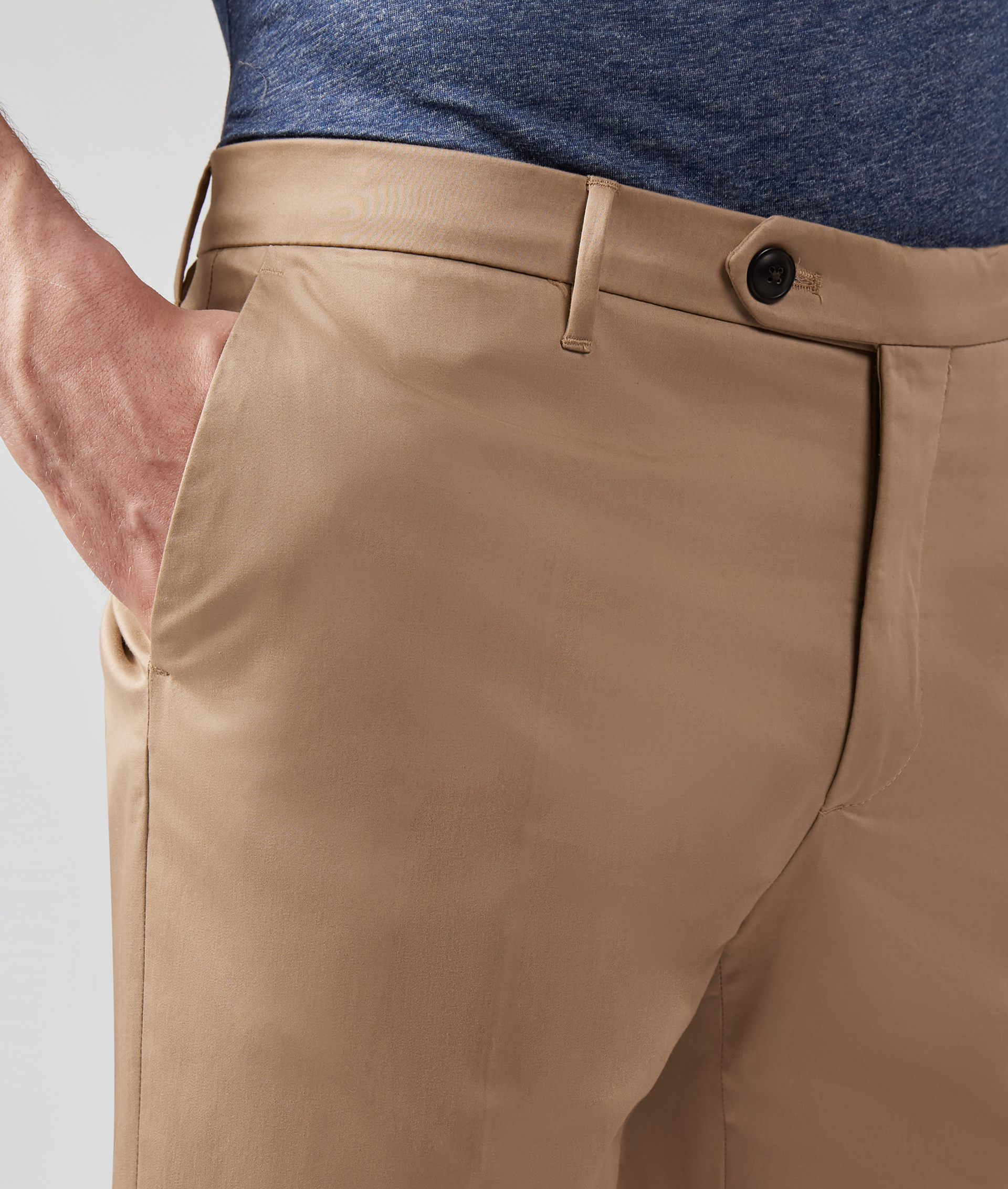 CHINO PANTS IN STRETCH COTTON SLIM FIT LIGHT BROWN