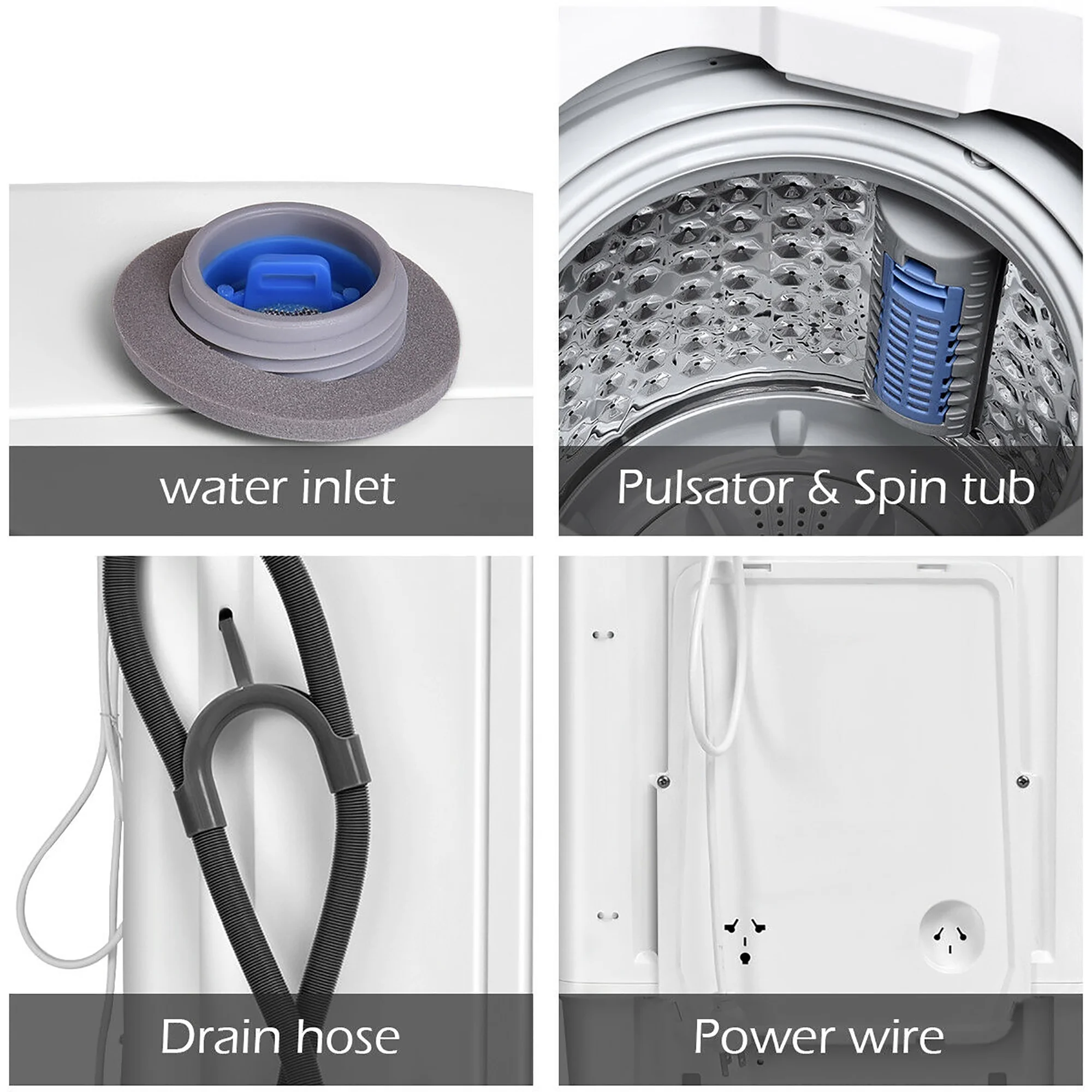 Costway Full - Automatic Laundry Wash Machine Washer Spinner Drain Pump