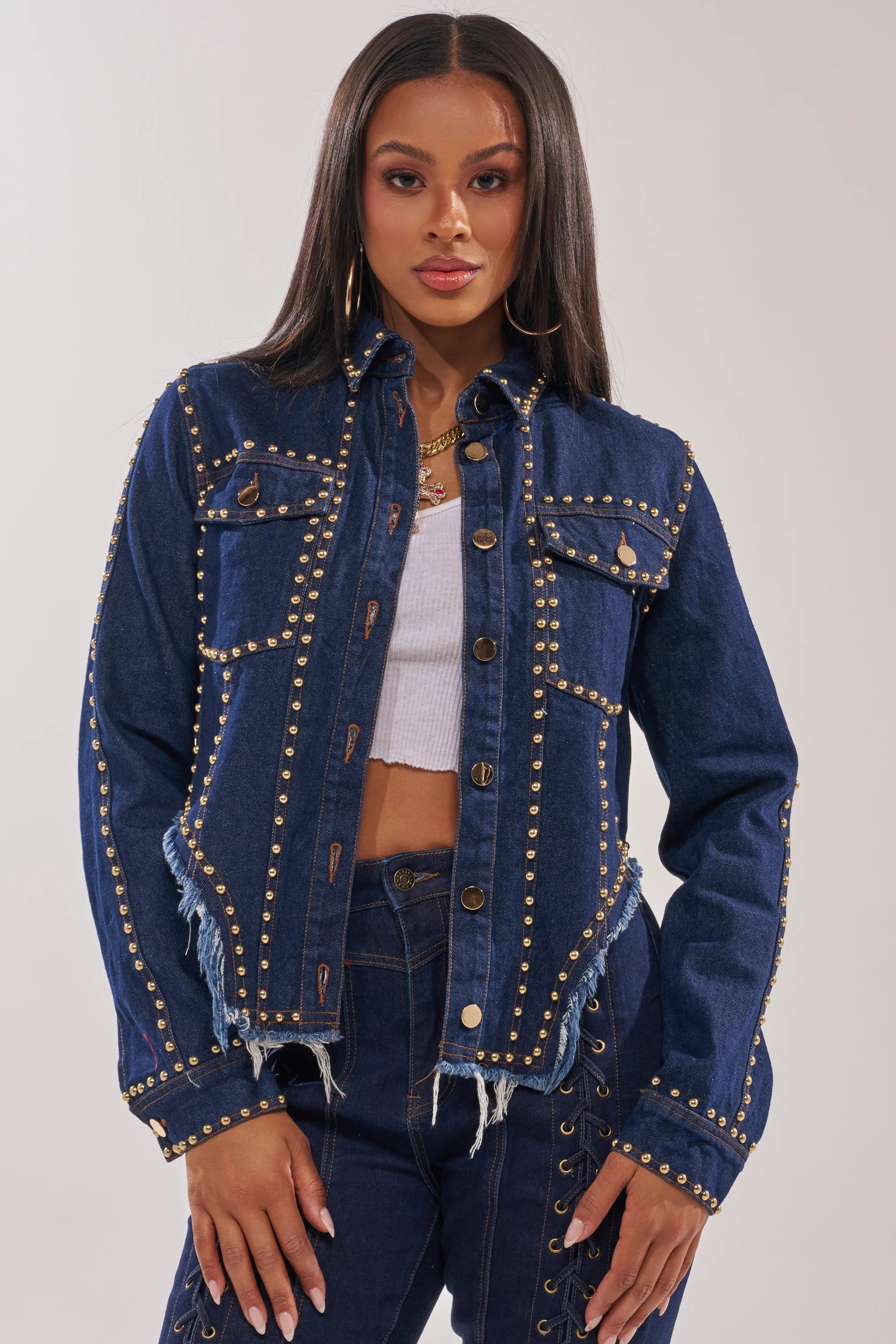 HOTLANTA STUDDED DENIM JACKET - Akira Store