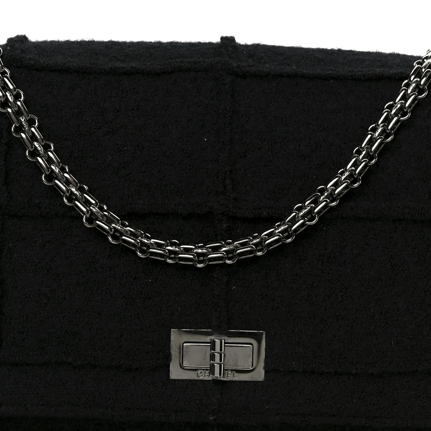 Wool Jumbo Chocolate Bar Mademoiselle Flap Black