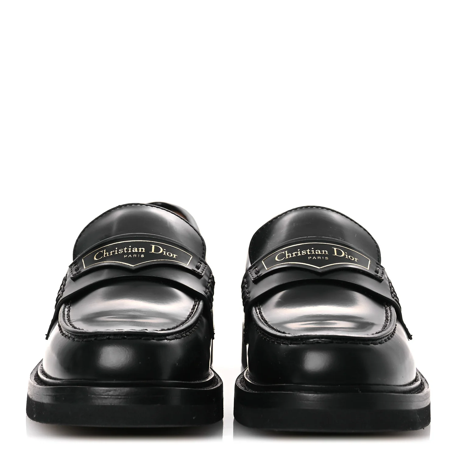 Brushed Calfskin Boy Platform Loafers 35.5 Black