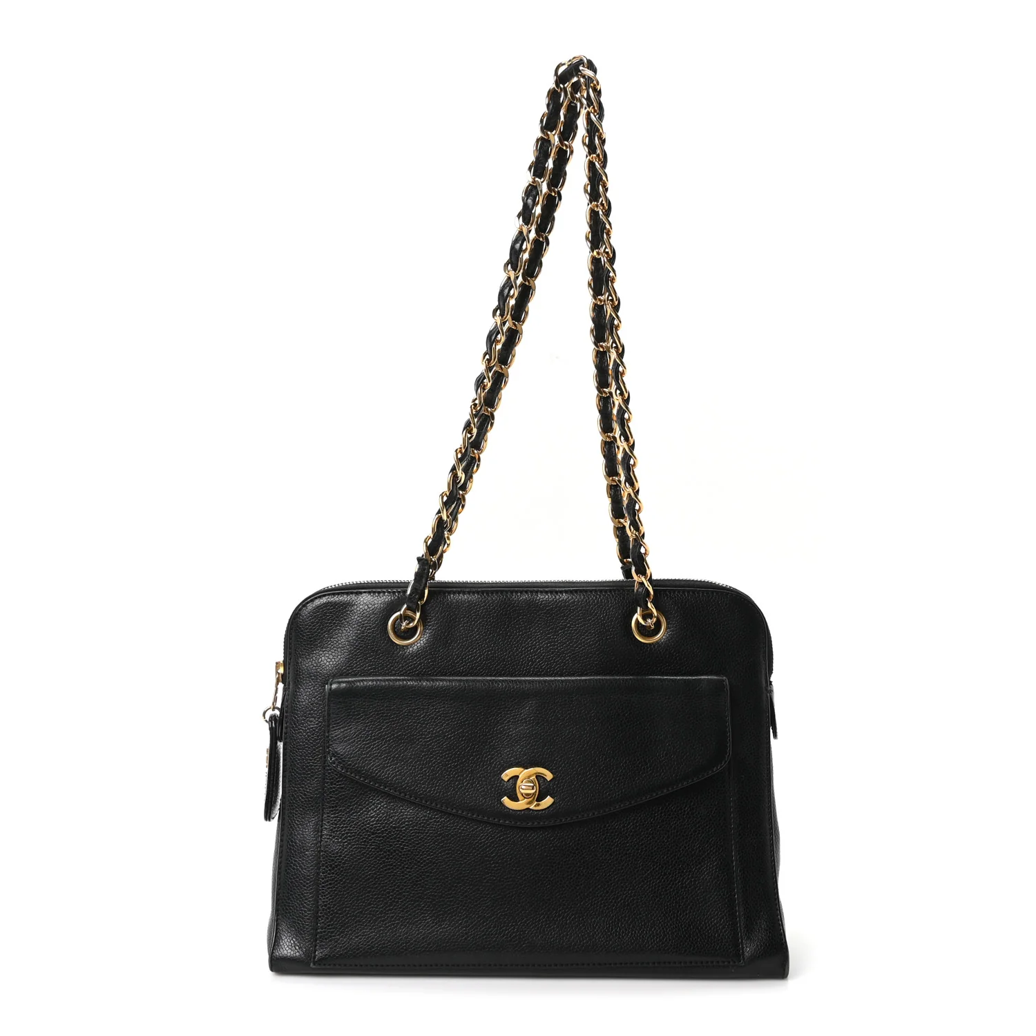 Caviar Flap Shoulder Bag Black
