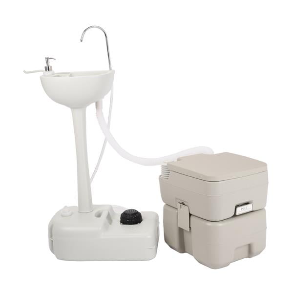 Portable Sink & Toilet Combo.5Gal Hand Washing Station & 5.3 Gal Flushing Toilet