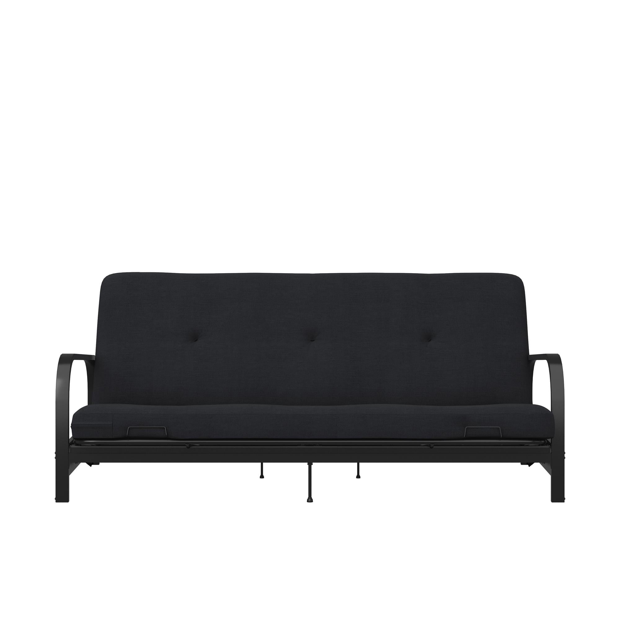 6?€� Thermobonded High Density Polyester Fill Futon Mattress. Full. Black Linen