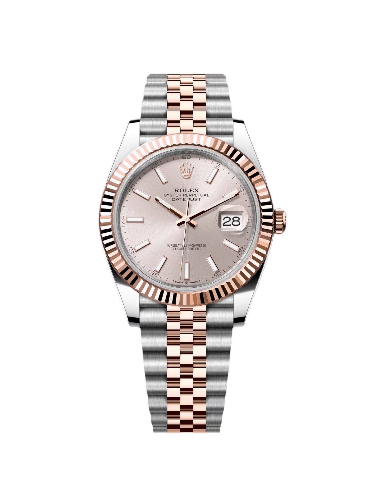【Super Clone】RLX Datejust 41mm 126331 Sundust Index Oyster Steel and Everose Gold Watch