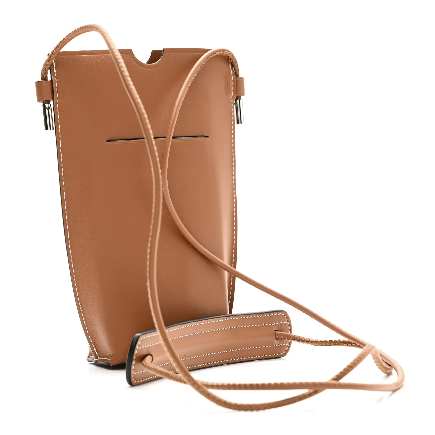 Smooth Calfskin Anagram Phone Pouch Tan
