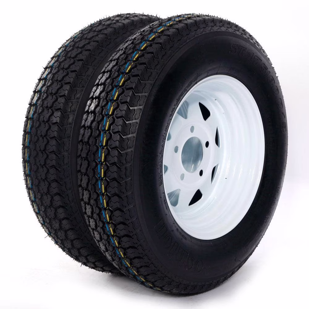 Ktaxon 2PCS Trailer Tires on Rims ST175 - 80D - 13 ST175/80D - 13 6PR H188 5 Lug/4.5