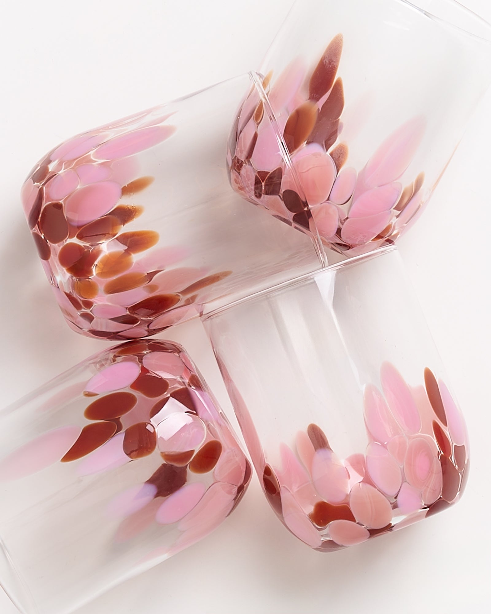 ALEGRIA - LARGE GLASS AMBER PINK SET OF 4