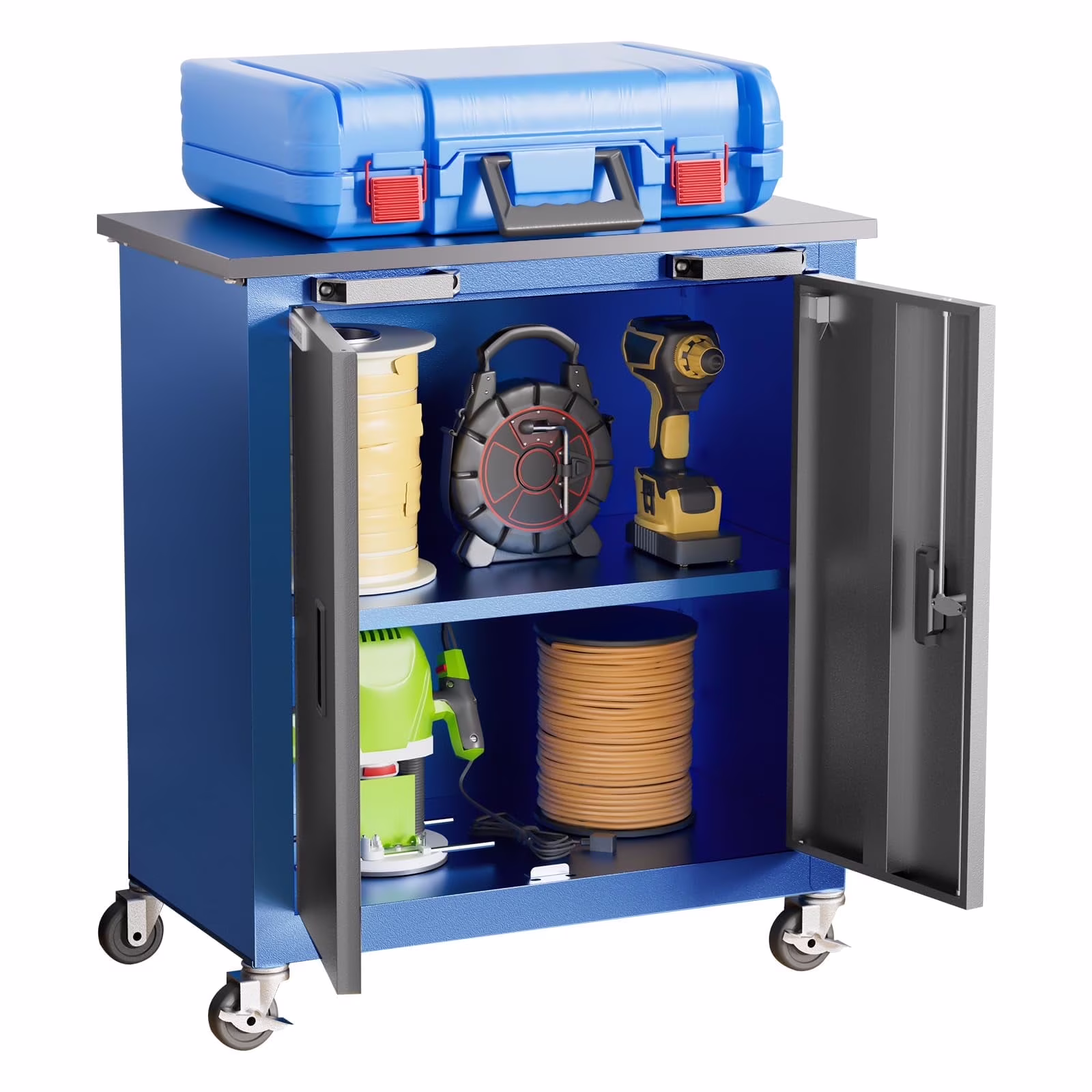 Rolling Tool Chest 5-Drawer Tool Cabinet with Stainless Steel Top Key Lock Heavy-Duty